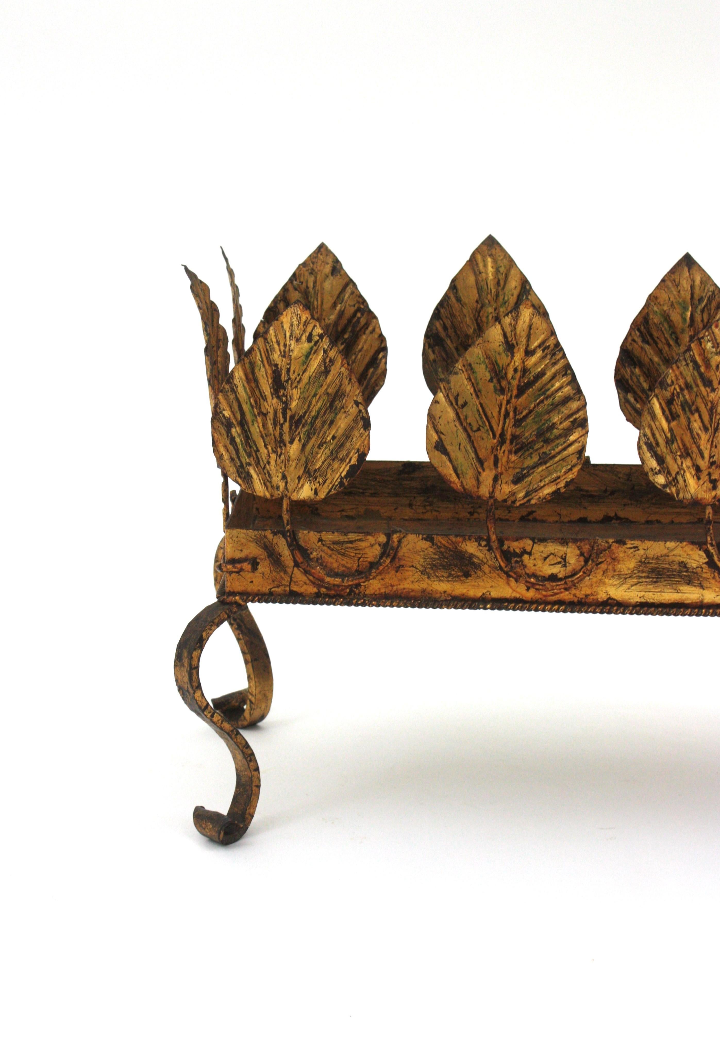 20th Century Gilt Iron Foliage Planter Jardinière, 1940s For Sale