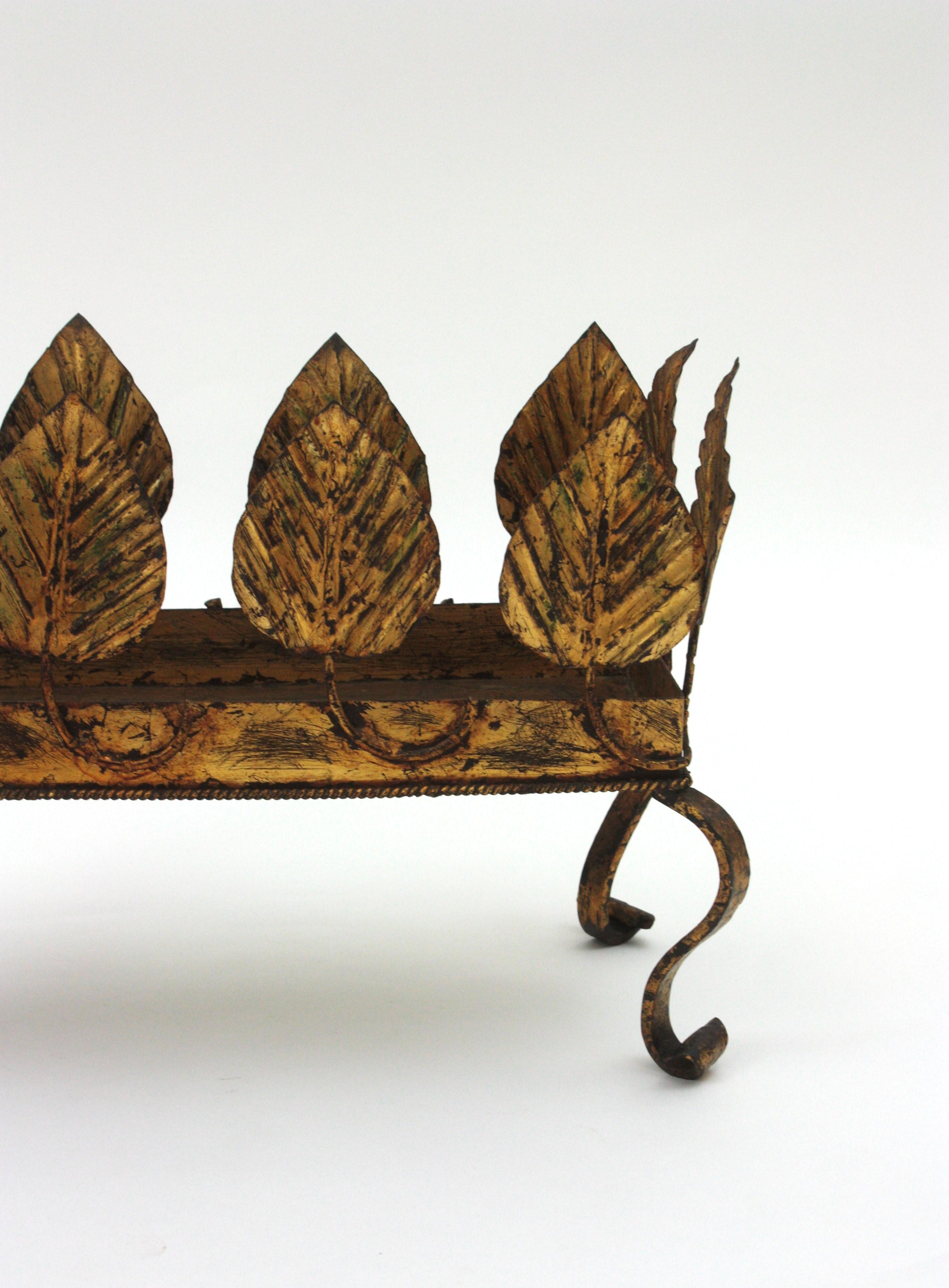 Gilt Iron Foliage Planter Jardinière, 1940s For Sale 1