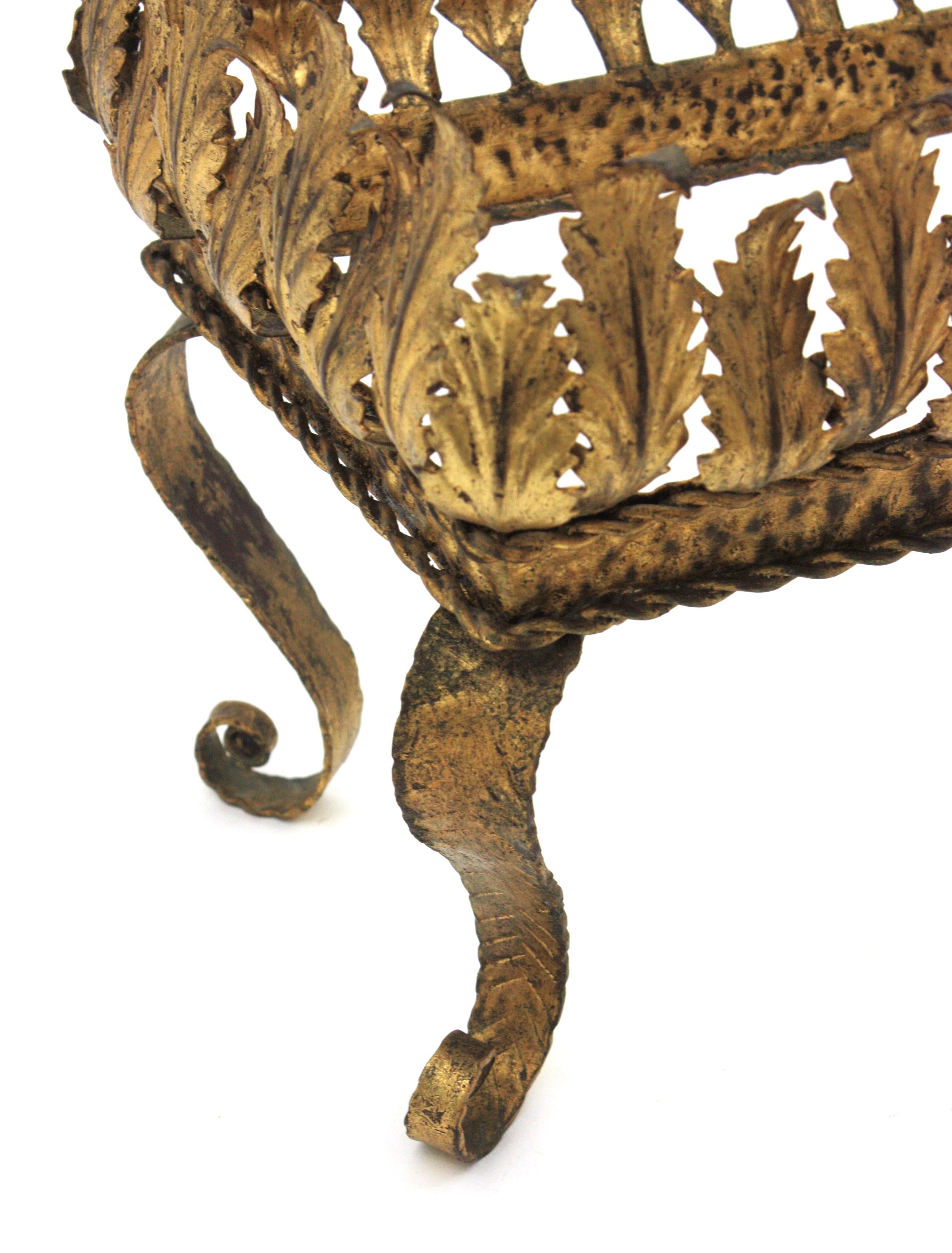 Gilt Iron Foliage Planter Jardinière, 1940s 2