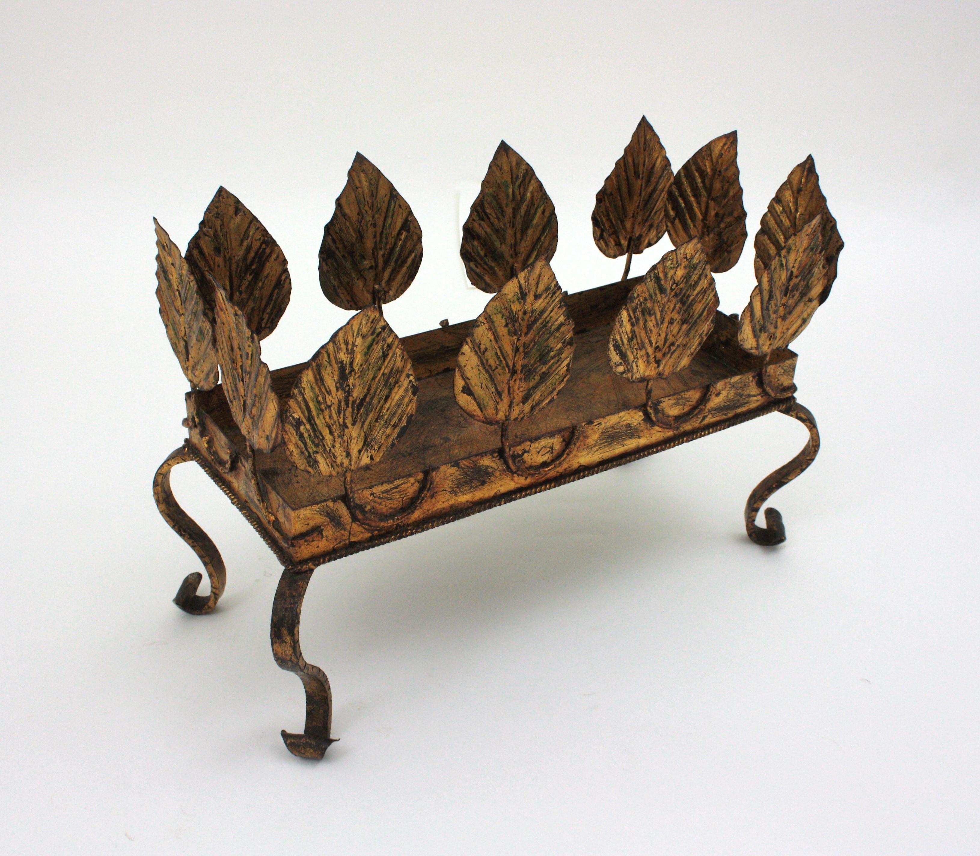 Gilt Iron Foliage Planter Jardinière, 1940s For Sale 2