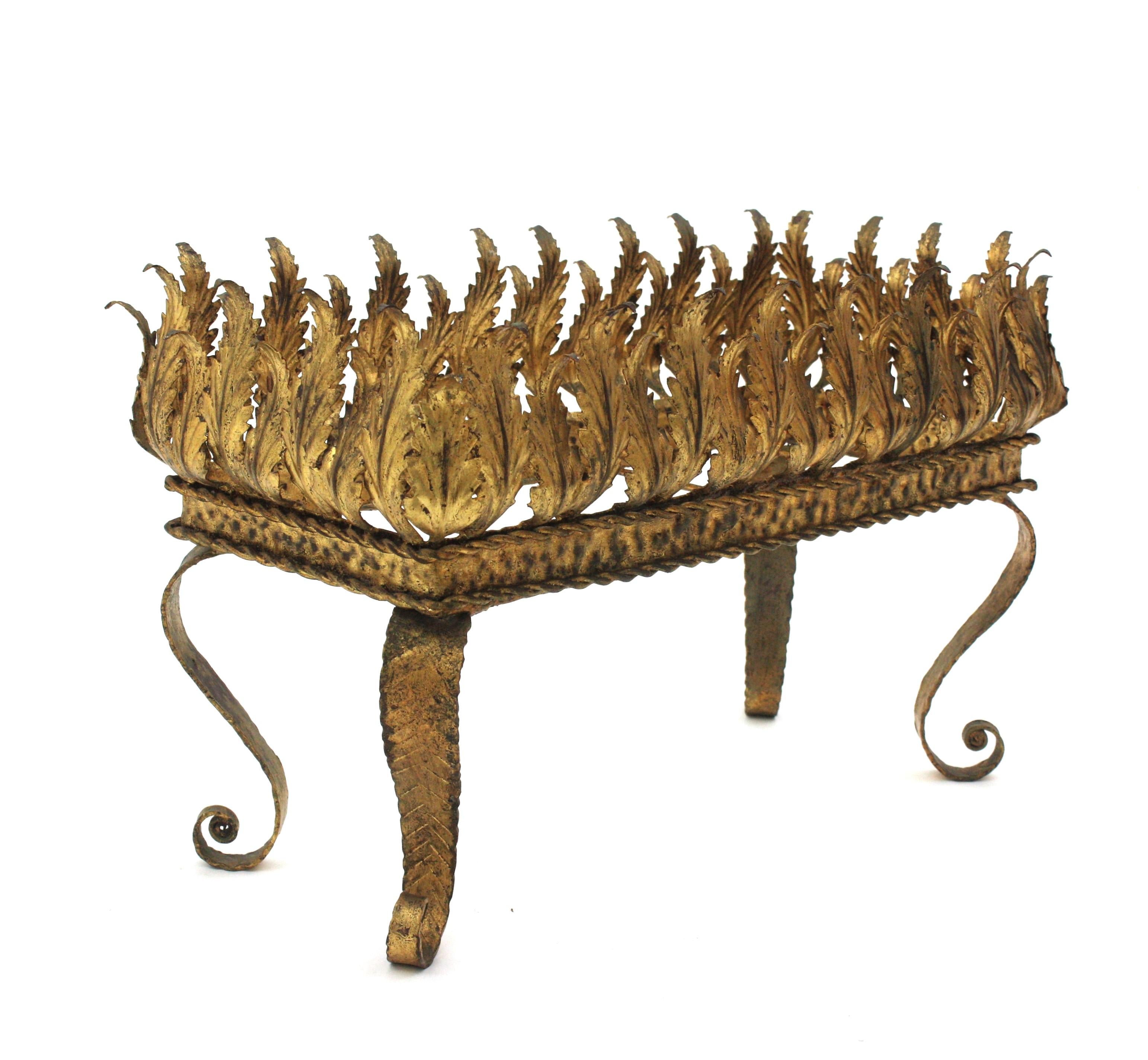 Gilt Iron Foliage Planter Jardinière, 1940s 3