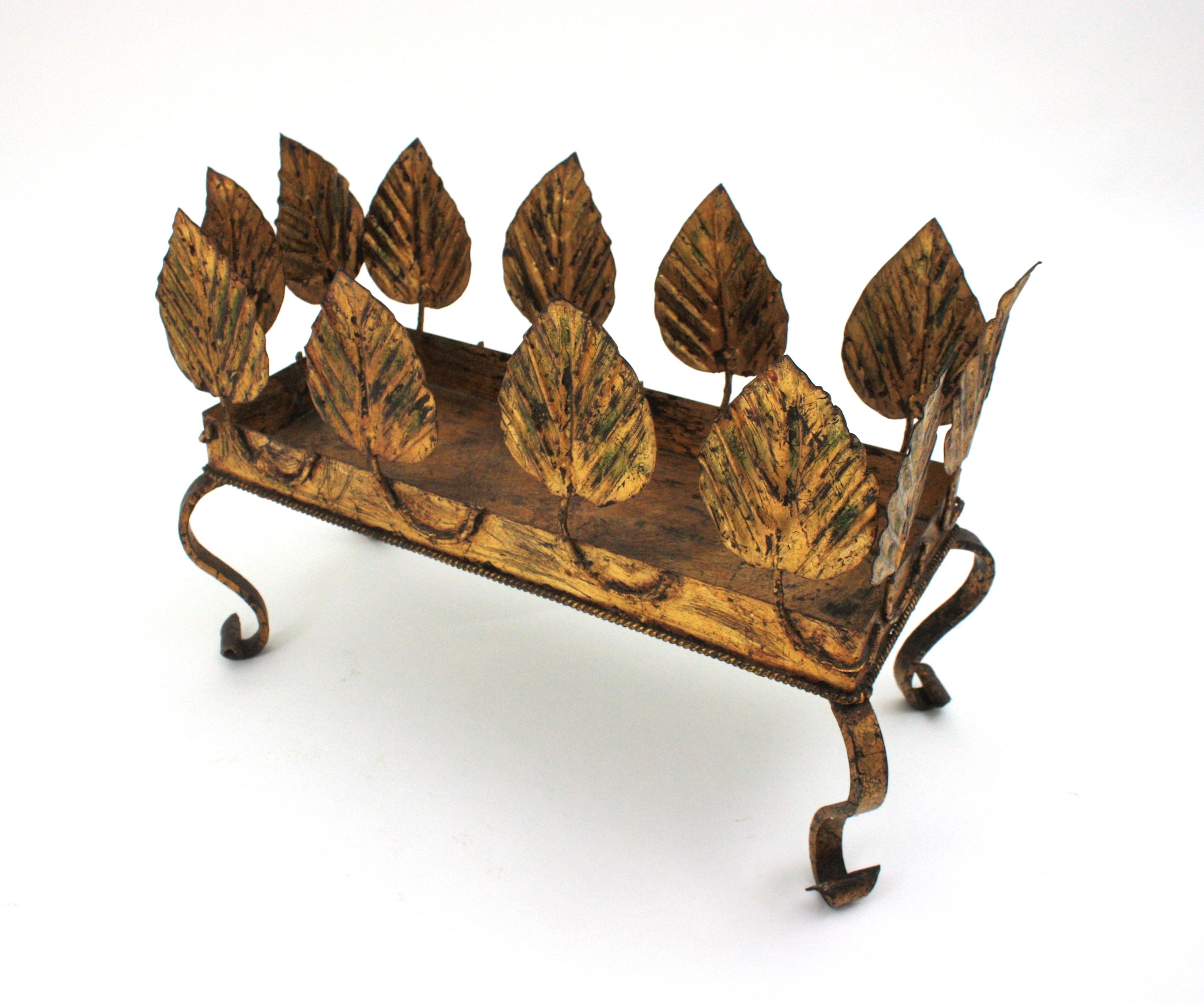 Gilt Iron Foliage Planter Jardinière, 1940s For Sale 3
