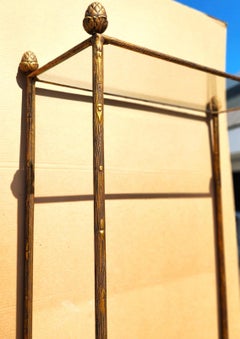 Gilt Iron & Glass Faux Bois Étagère Bookcase Shelf Mid Century
