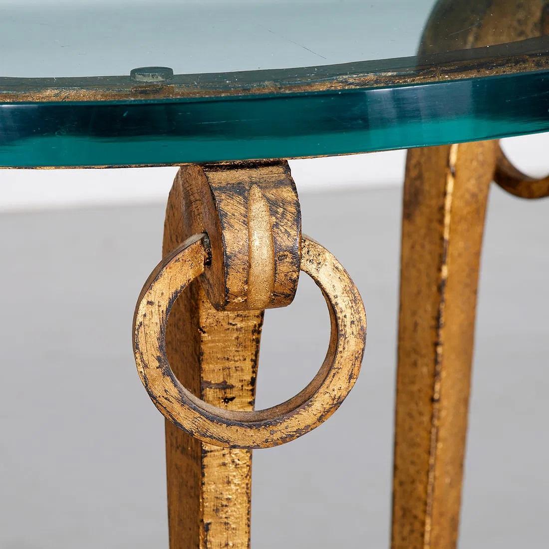 Dorato Gilt iron & Glass Guéridon / Side Table attr. to Maison Ramsay in vendita