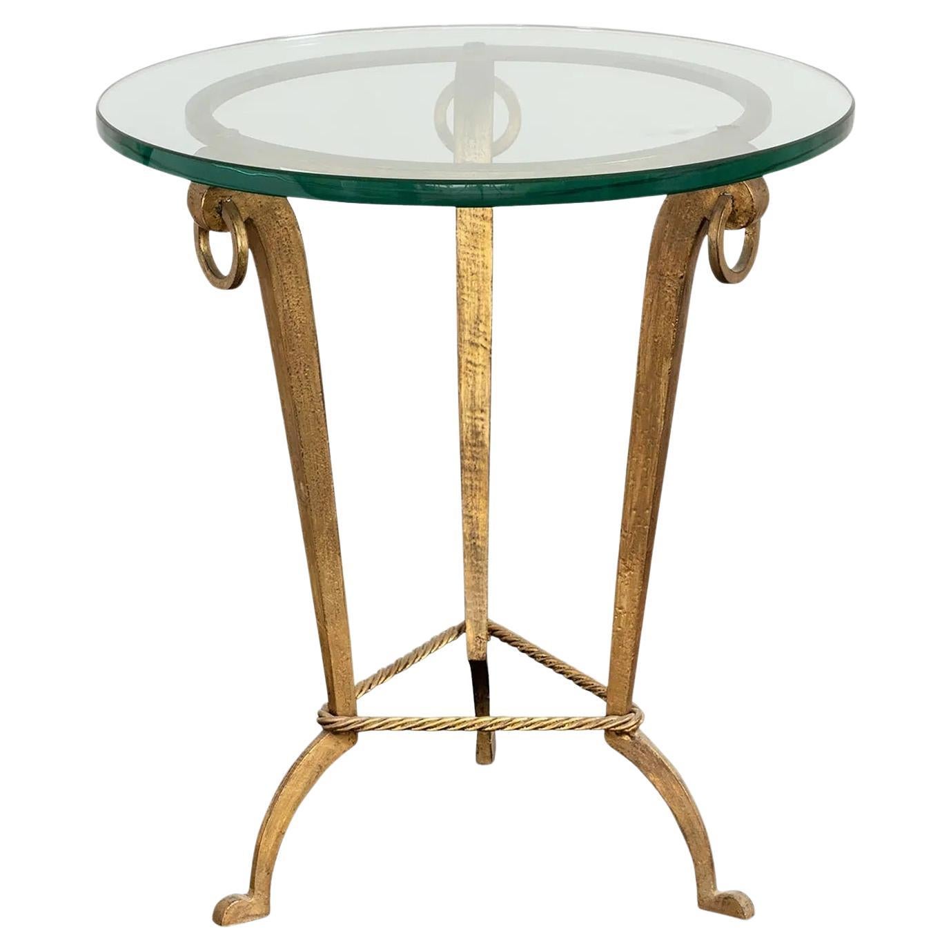 Gilt iron & Glass Guéridon / Side Table attr. to Maison Ramsay