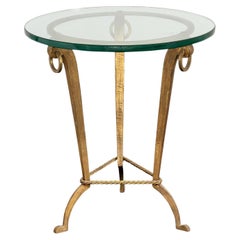 Gilt iron & Glass Guéridon / Side Table attr. to Maison Ramsay