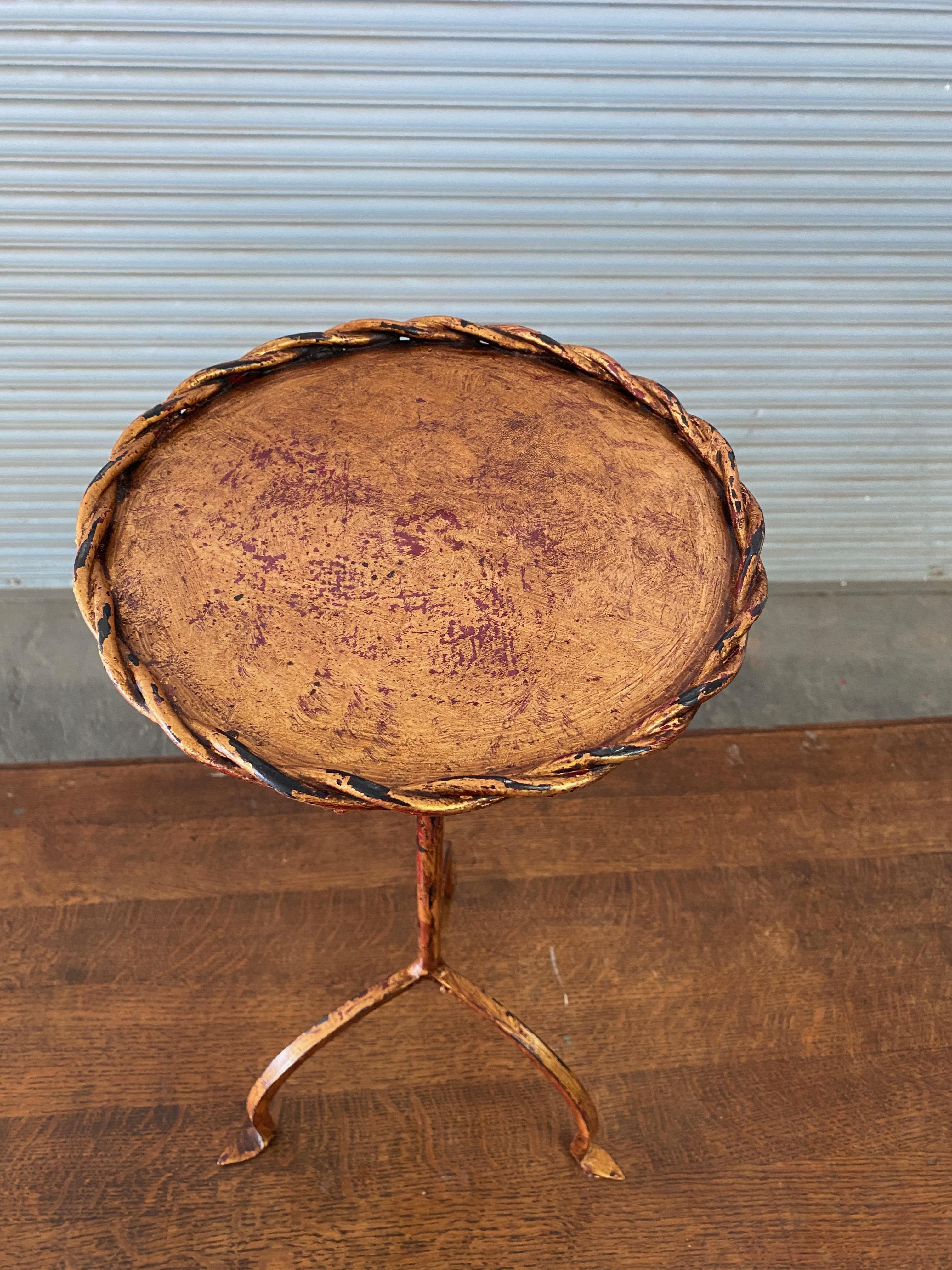 Metal Gilt Iron Martini or Side Table