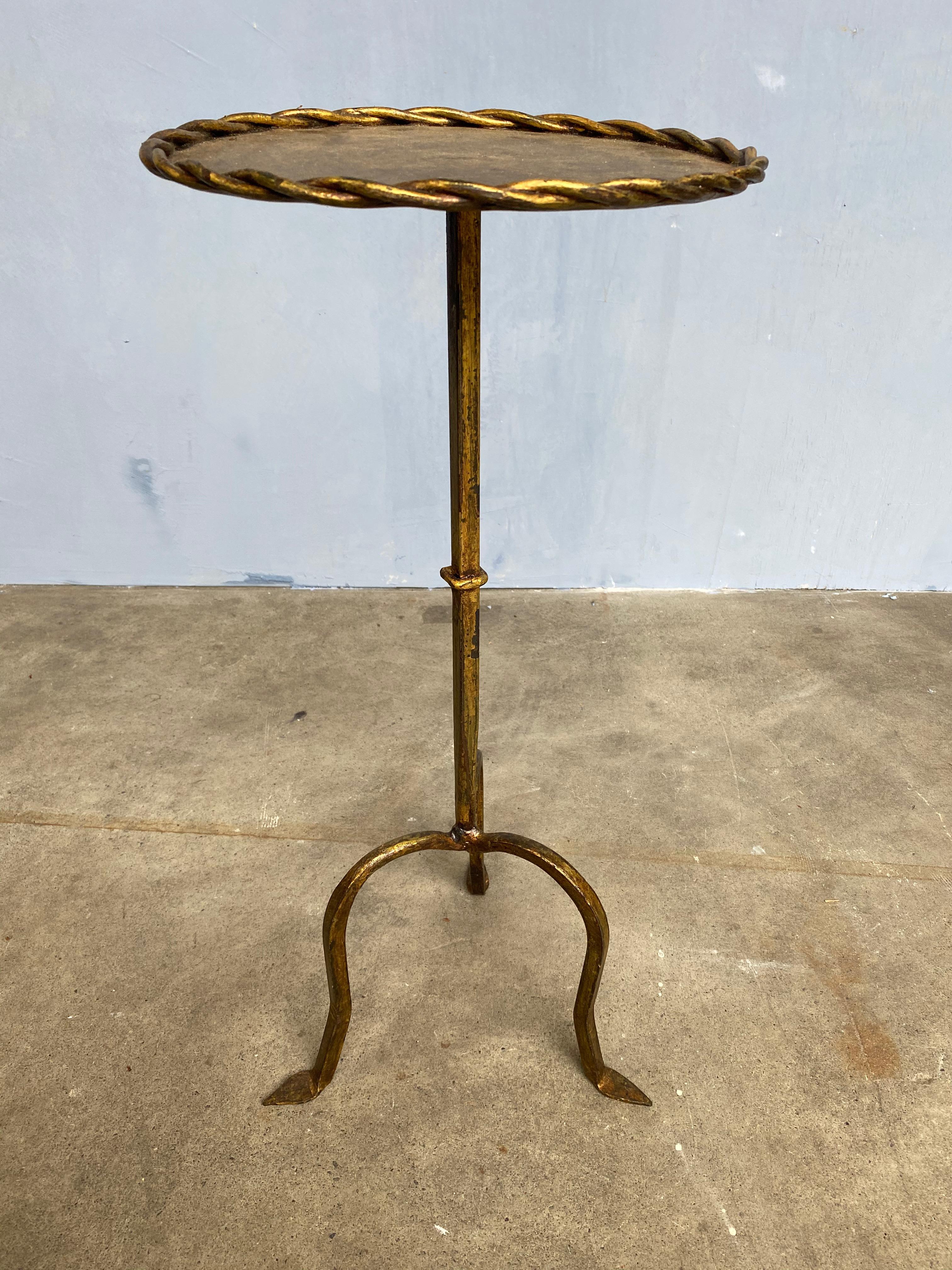 Gilt Iron Martini Side Table In Good Condition In Buchanan, NY