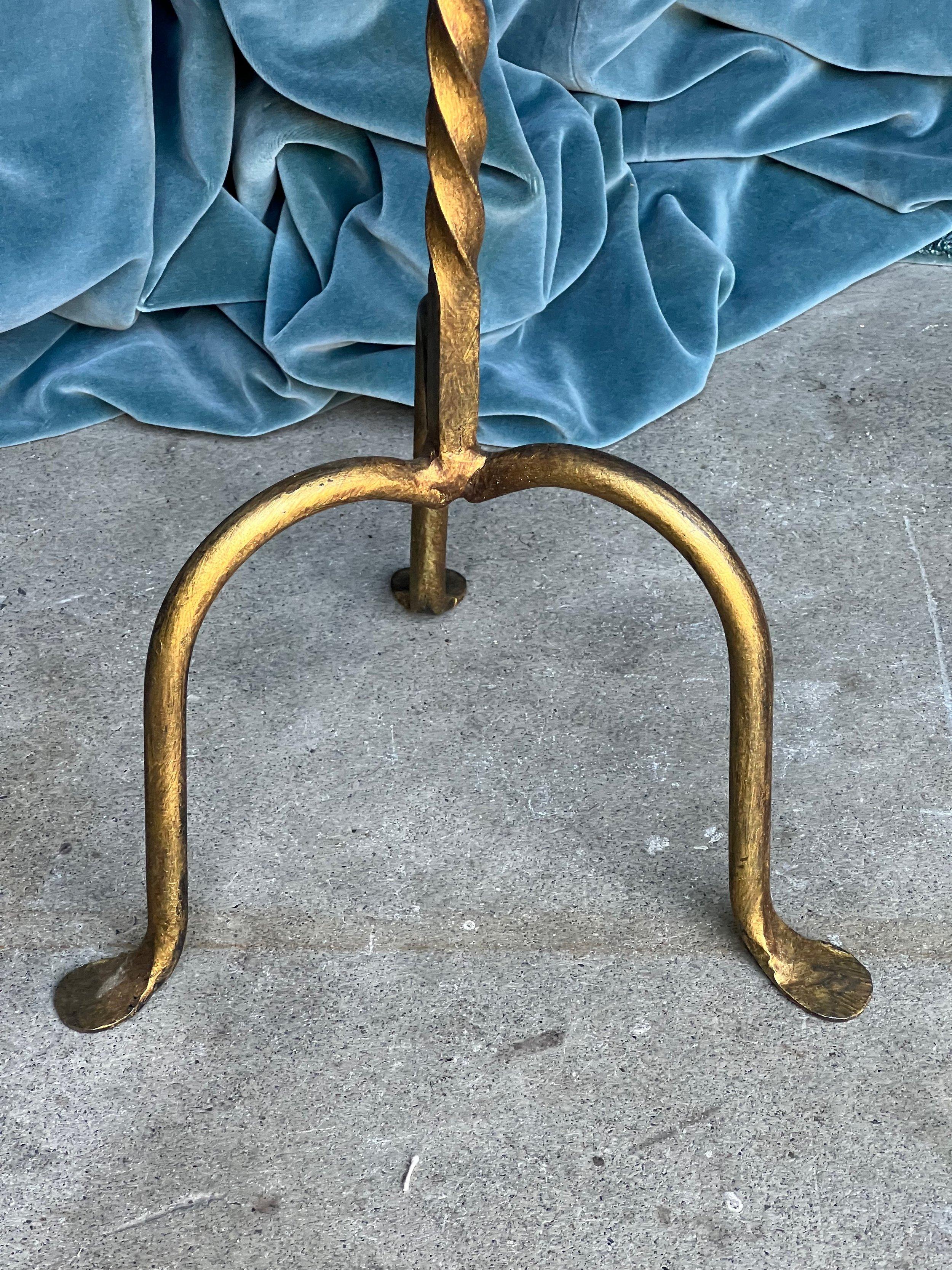 Gilt Iron Martini Table With a Twisted Stem 4