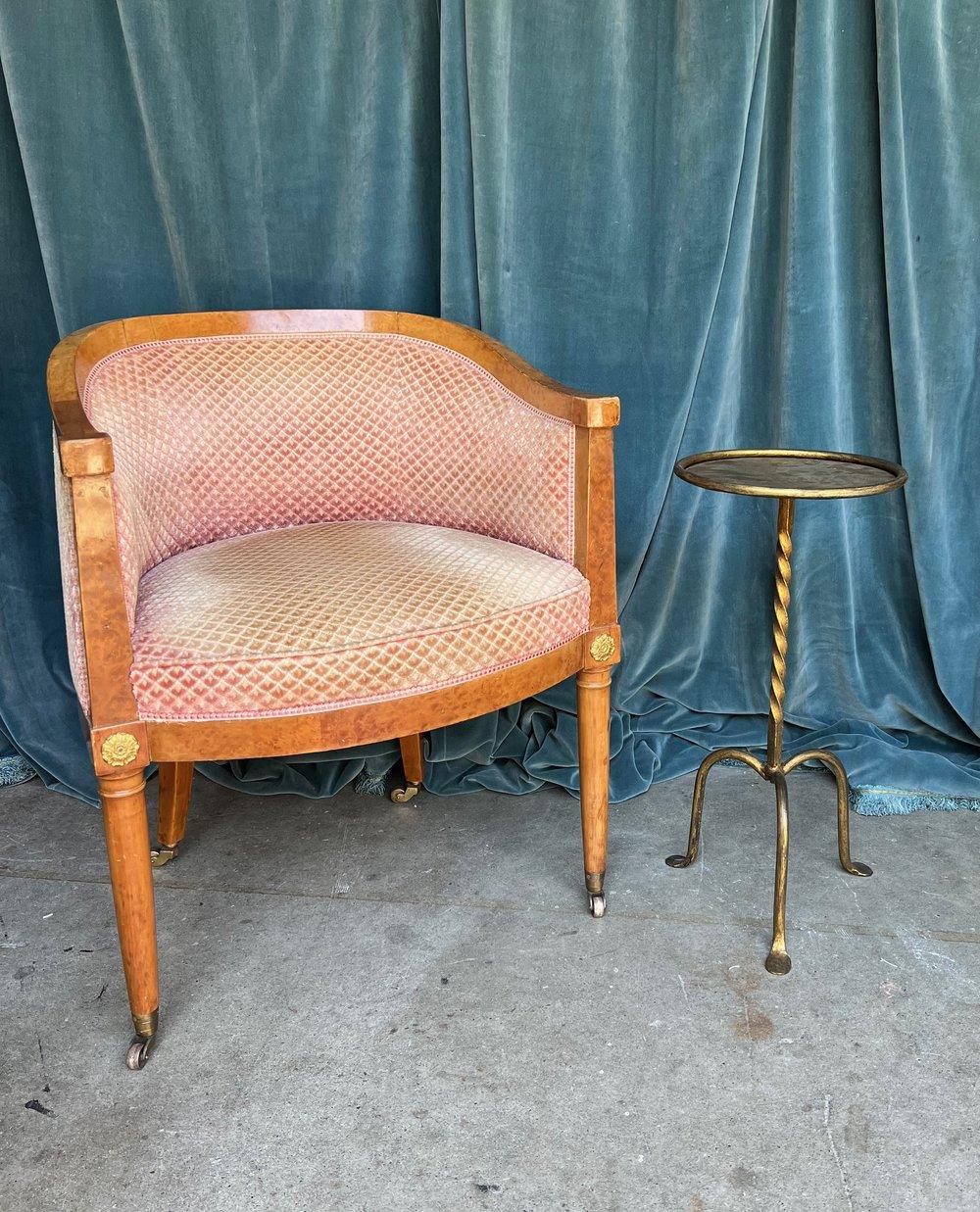 Mid-Century Modern Gilt Iron Martini Table With a Twisted Stem