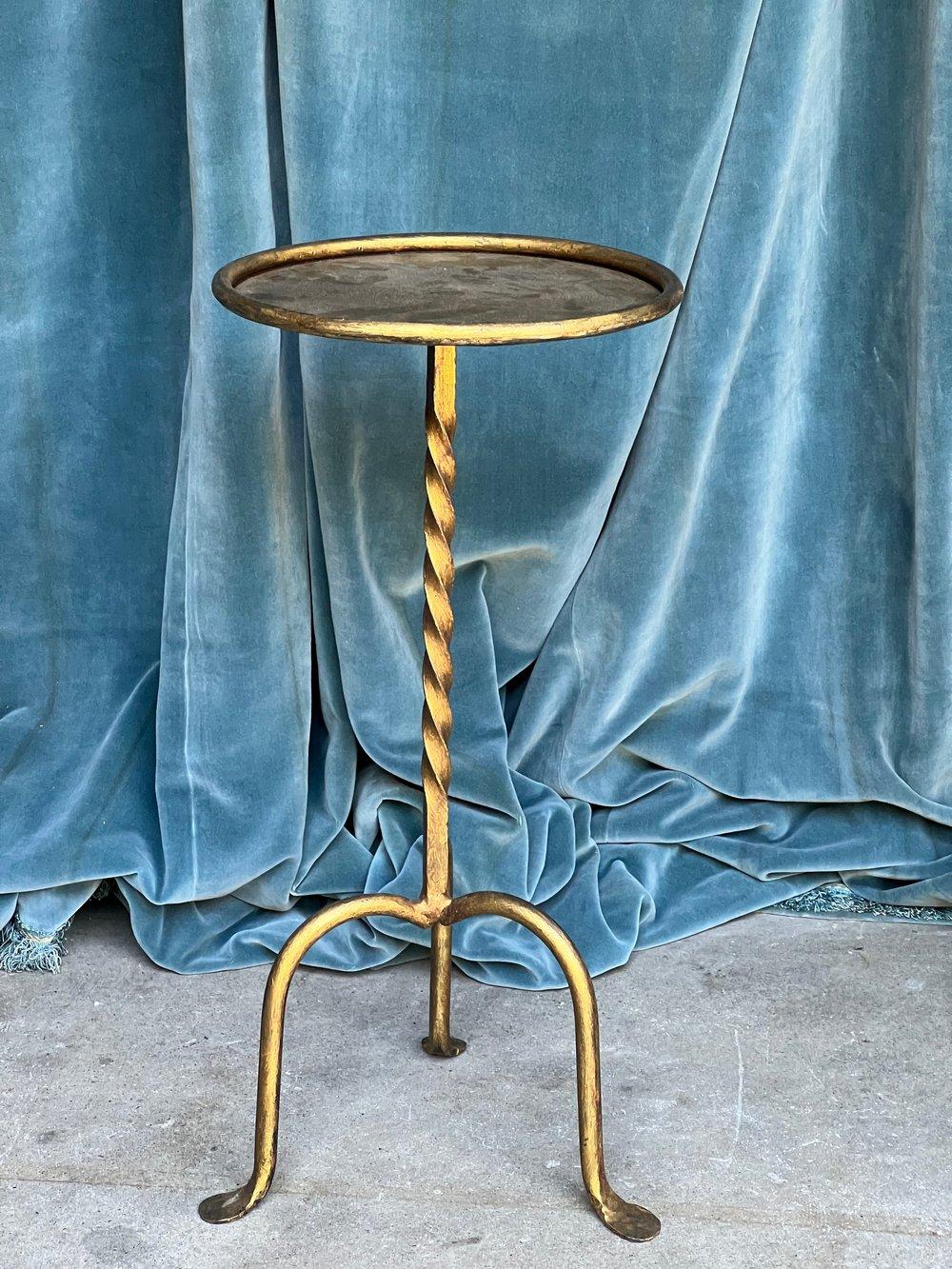 Spanish Gilt Iron Martini Table With a Twisted Stem