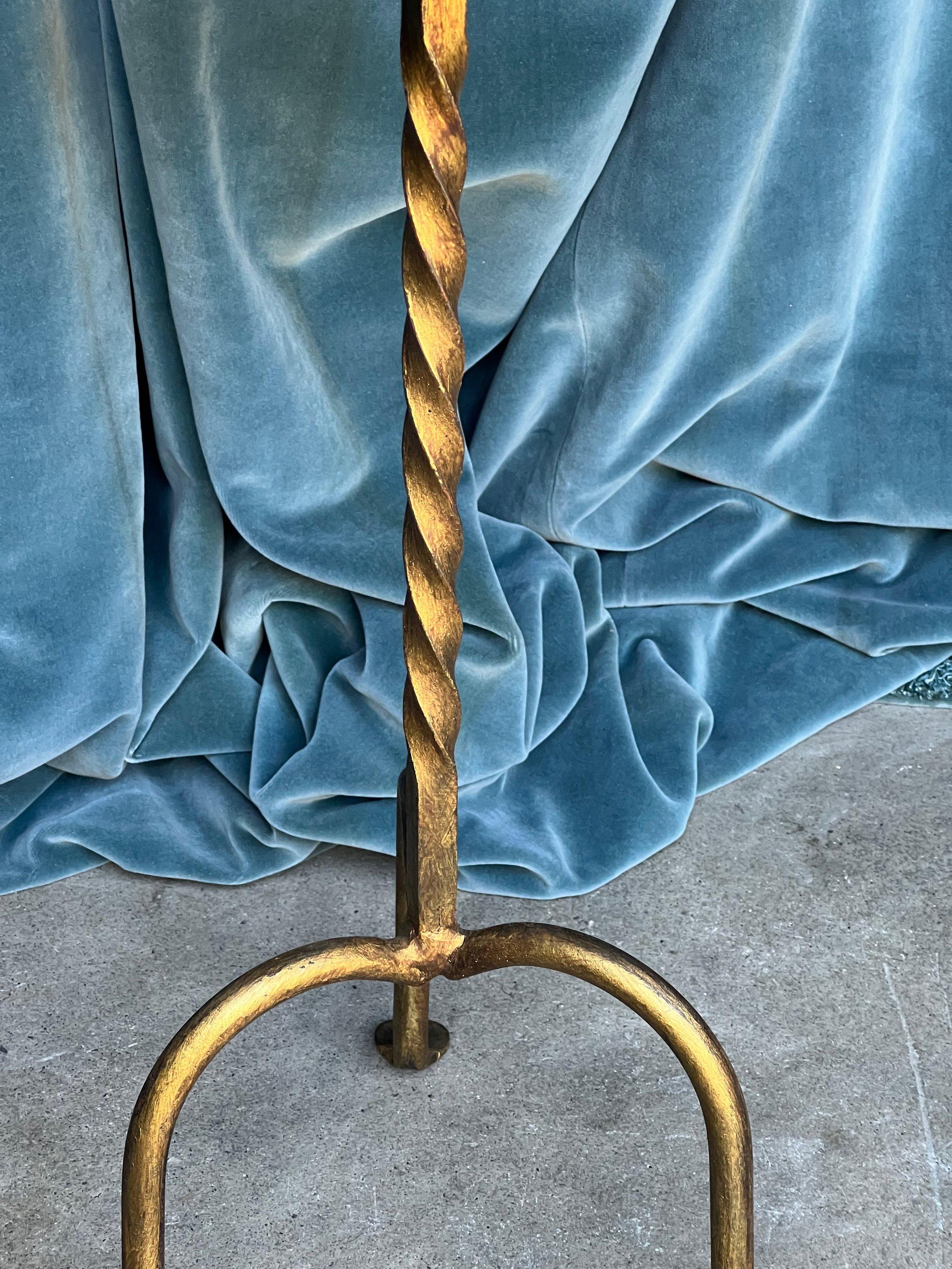 Gilt Iron Martini Table With a Twisted Stem 1