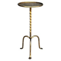 Gilt Iron Martini Table With a Twisted Stem