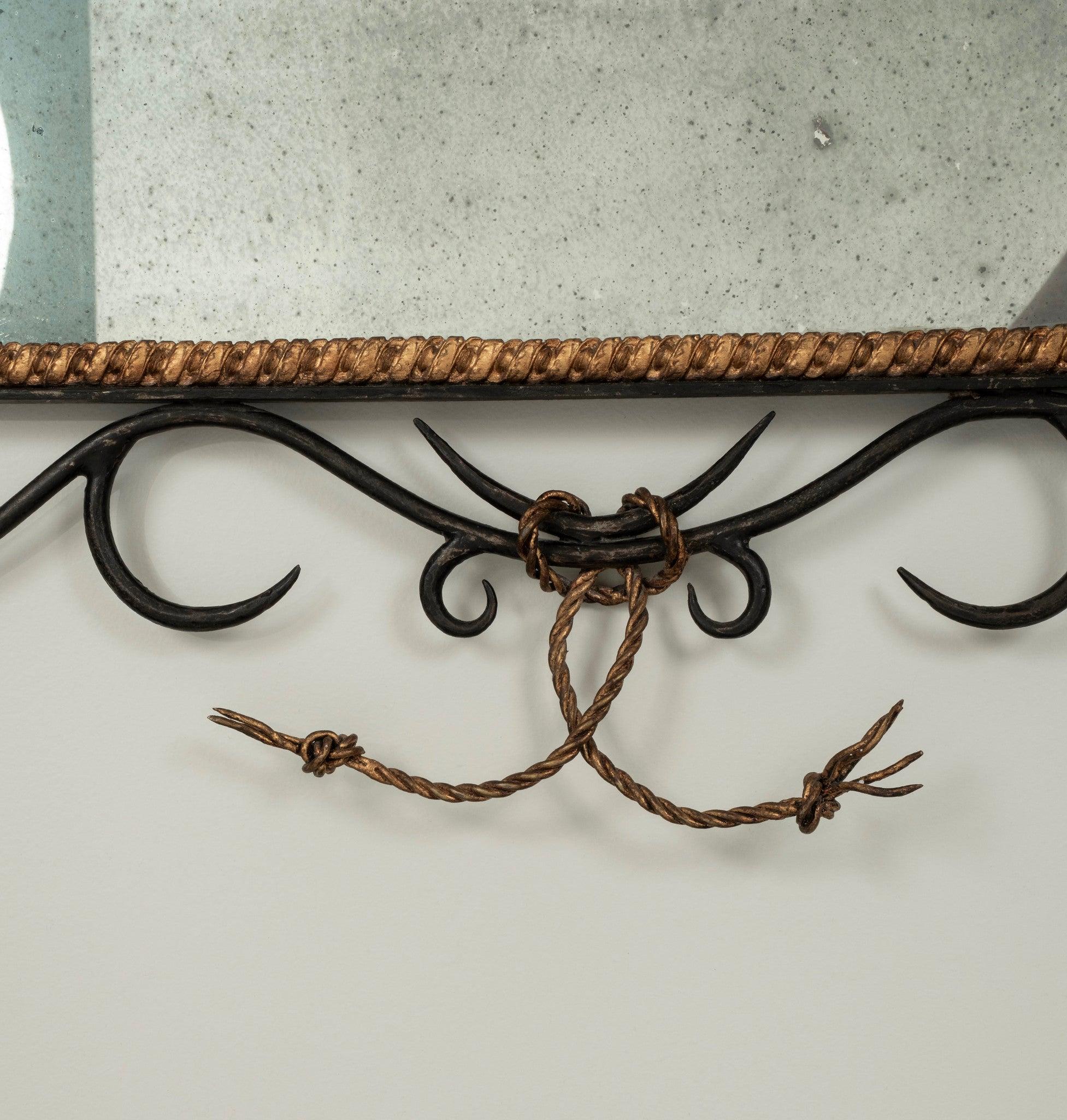 Miroir Branch Swag et Sun Gilt Iron à la manière de Gilbert Poillerat Bon état - En vente à Houston, TX