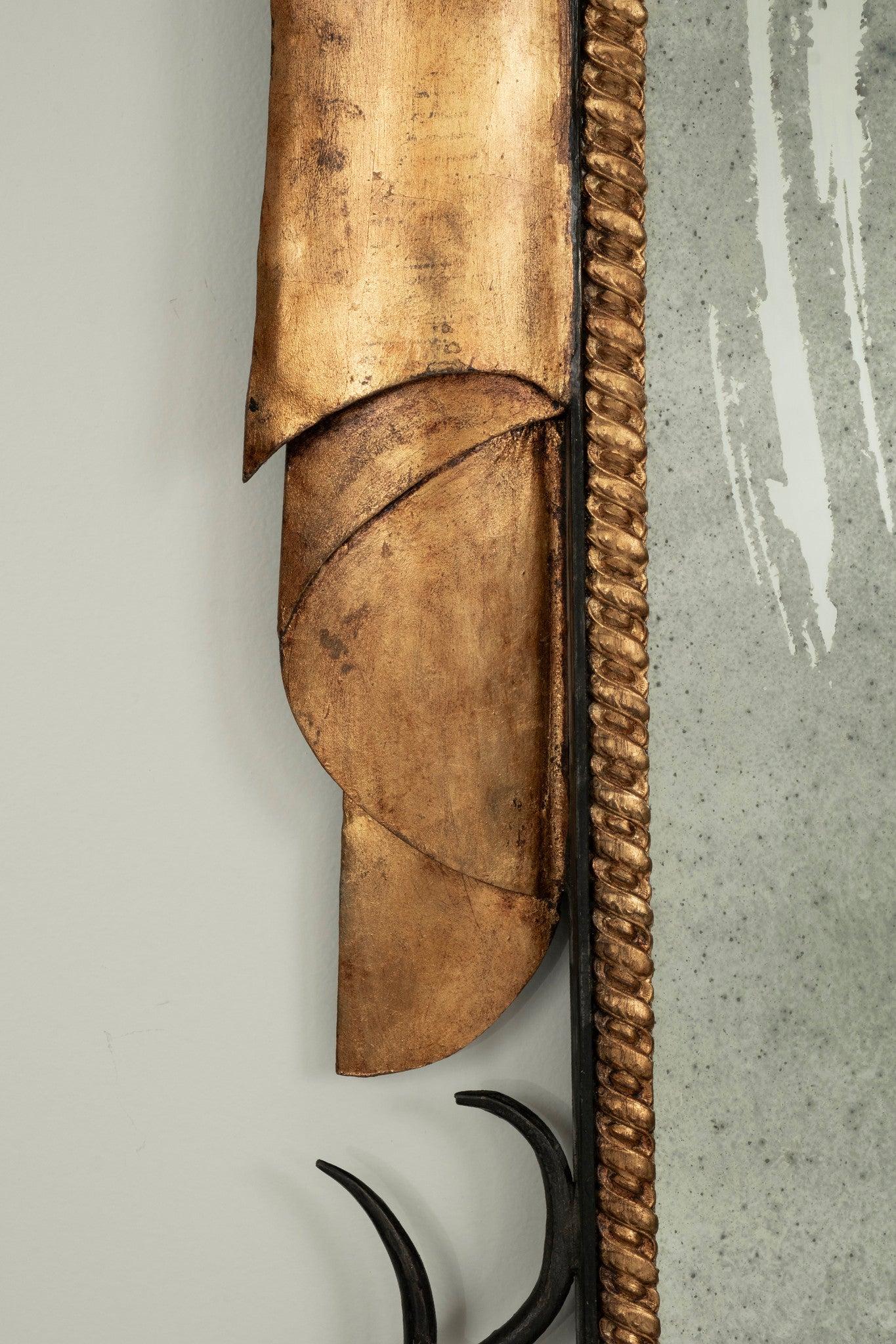Miroir Branch Swag et Sun Gilt Iron à la manière de Gilbert Poillerat en vente 1