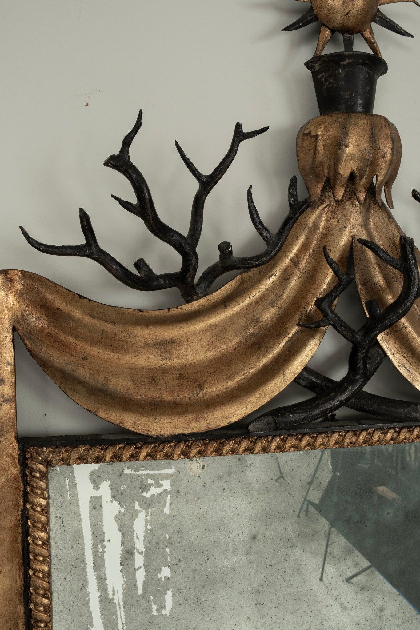 Miroir Branch Swag et Sun Gilt Iron à la manière de Gilbert Poillerat en vente 2