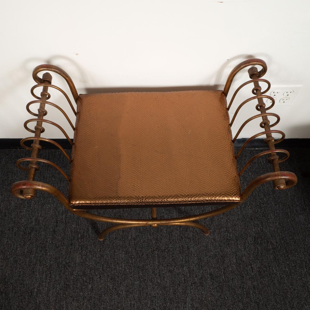 Gilt Iron Neo Classical Bench For Sale 1