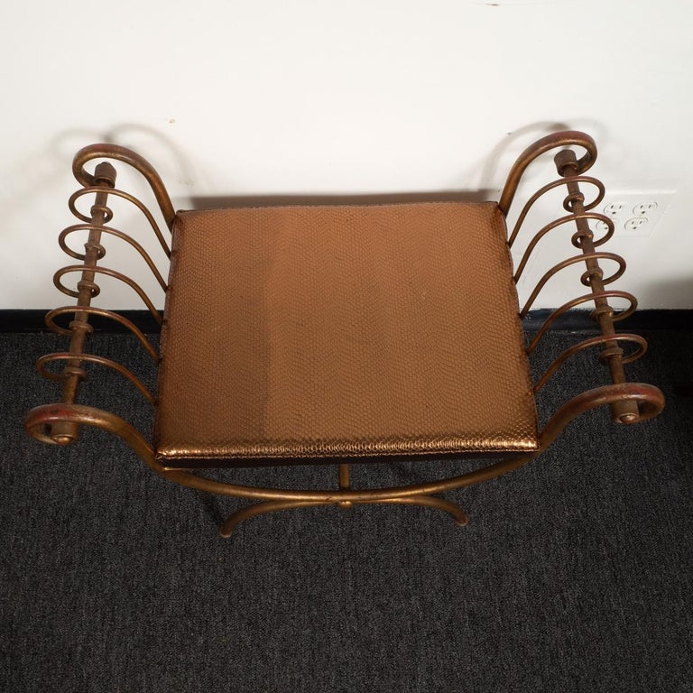 Gilt Iron Neo Classical Bench For Sale at 1stDibs