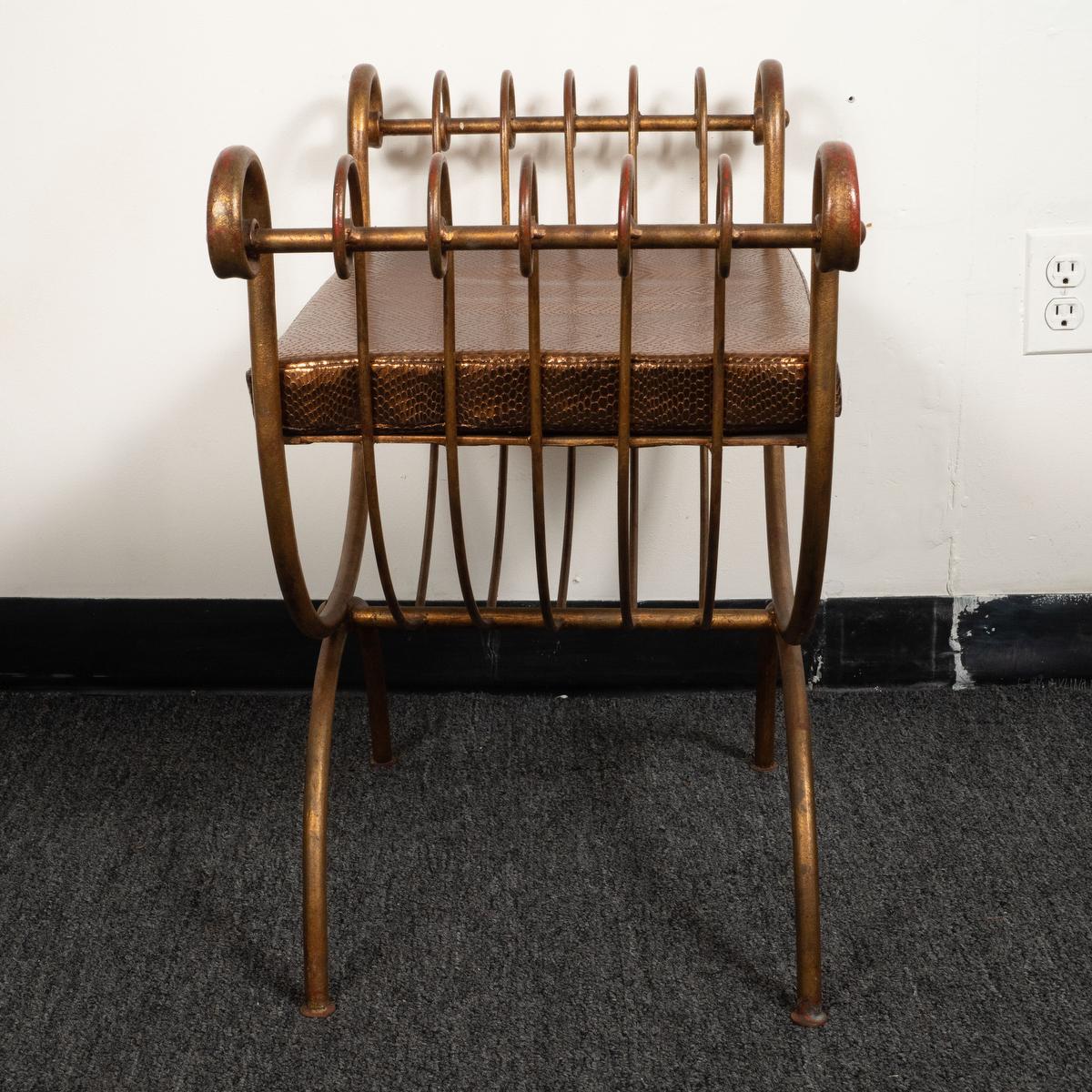 Gilt Iron Neo Classical Bench For Sale 2
