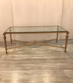 Gilt Iron Rectangular Coffee Table in the Style of Maison Jansen