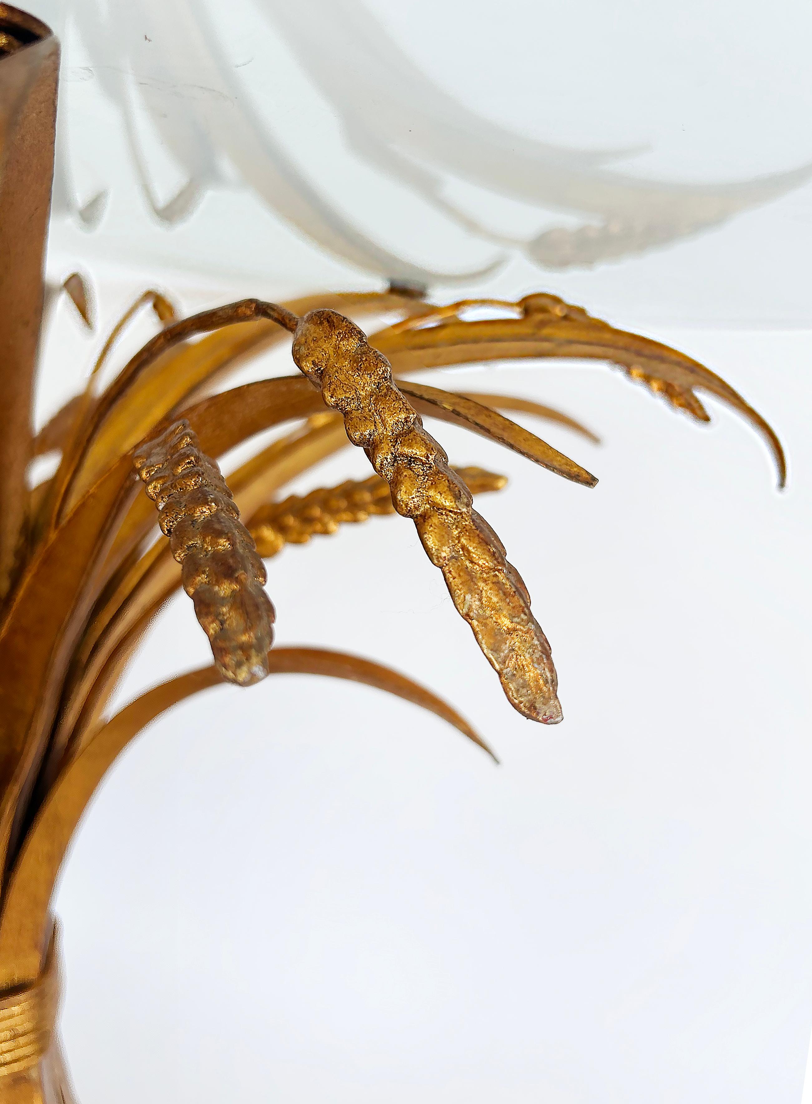 Gilt Iron Sheaf of Wheat Coco Chanel Side Drinks Table, Italy 1970s In Good Condition In Miami, FL