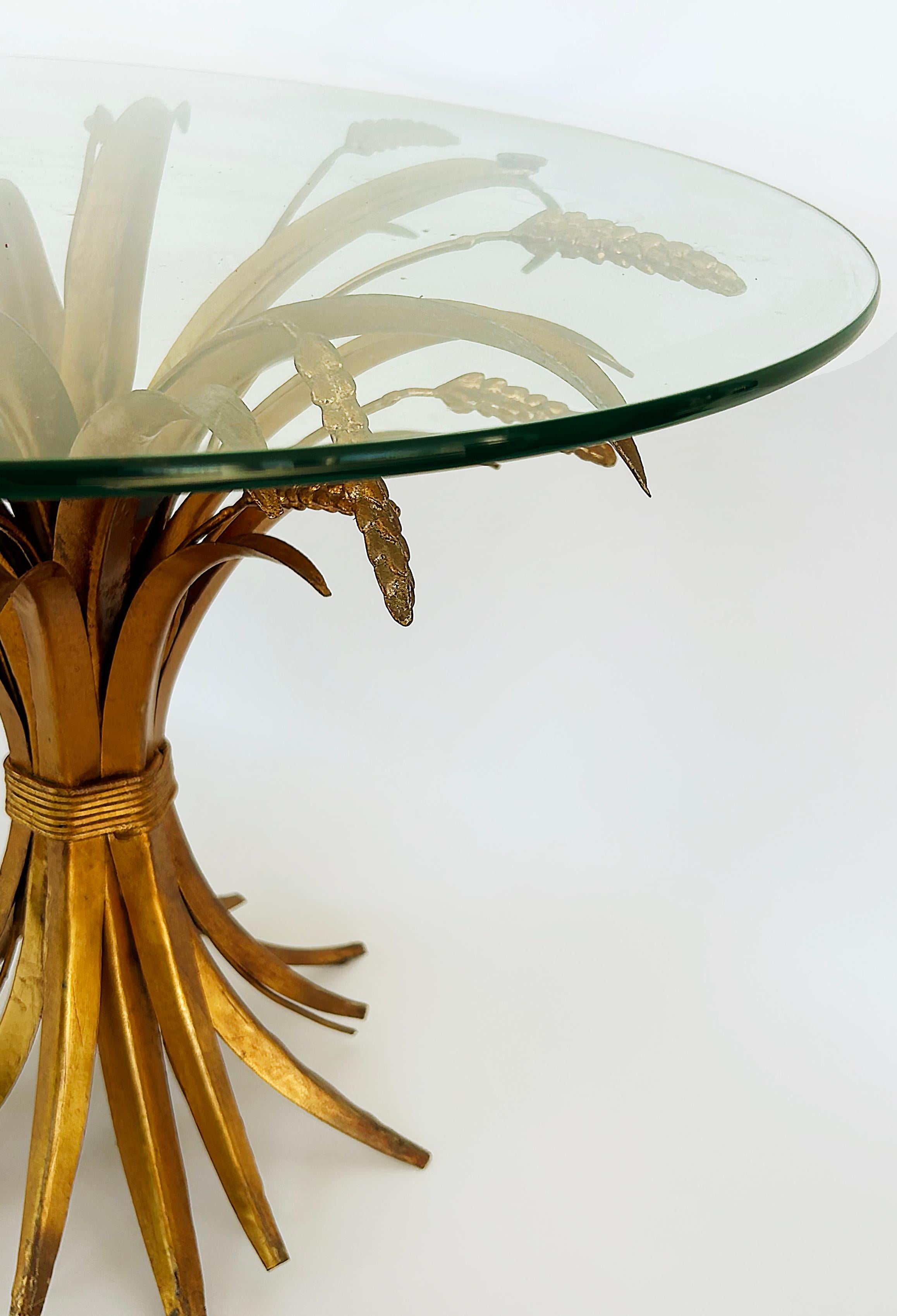 20th Century Gilt Iron Sheaf of Wheat Coco Chanel Side Drinks Table, Italy 1970s