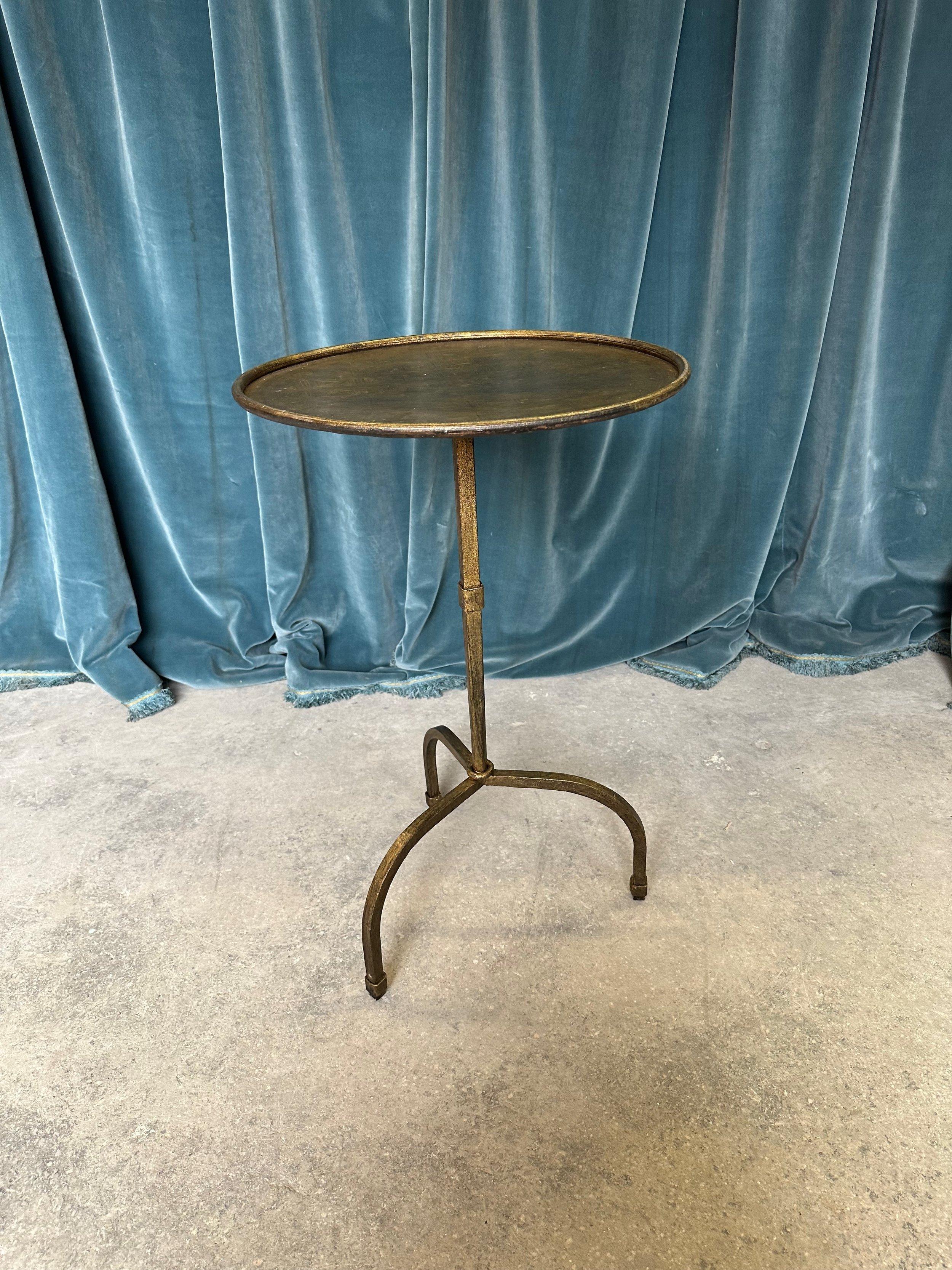 Spanish Gilt Iron Side Table on a Tripod Base For Sale