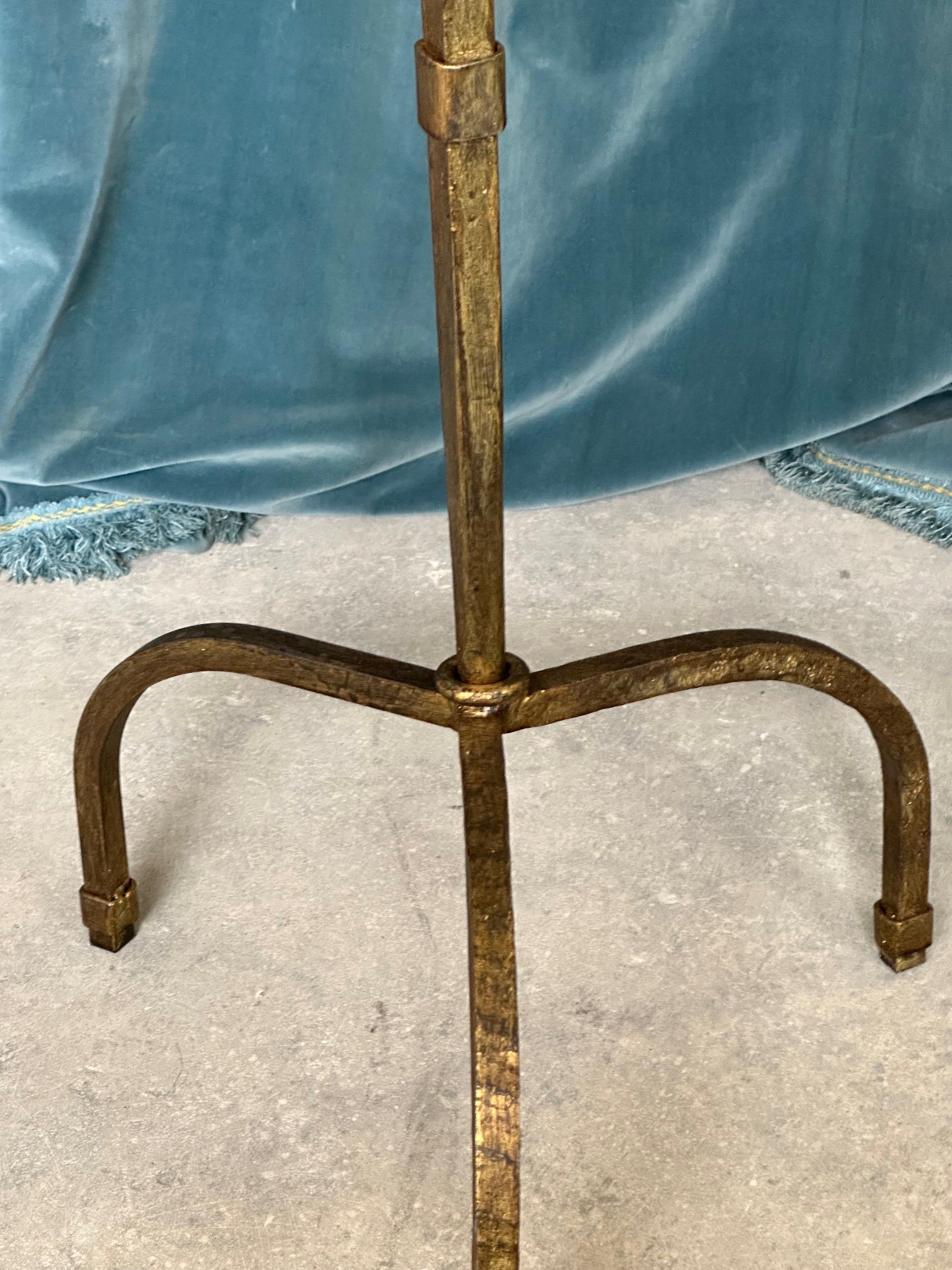 Contemporary Gilt Iron Side Table on a Tripod Base For Sale