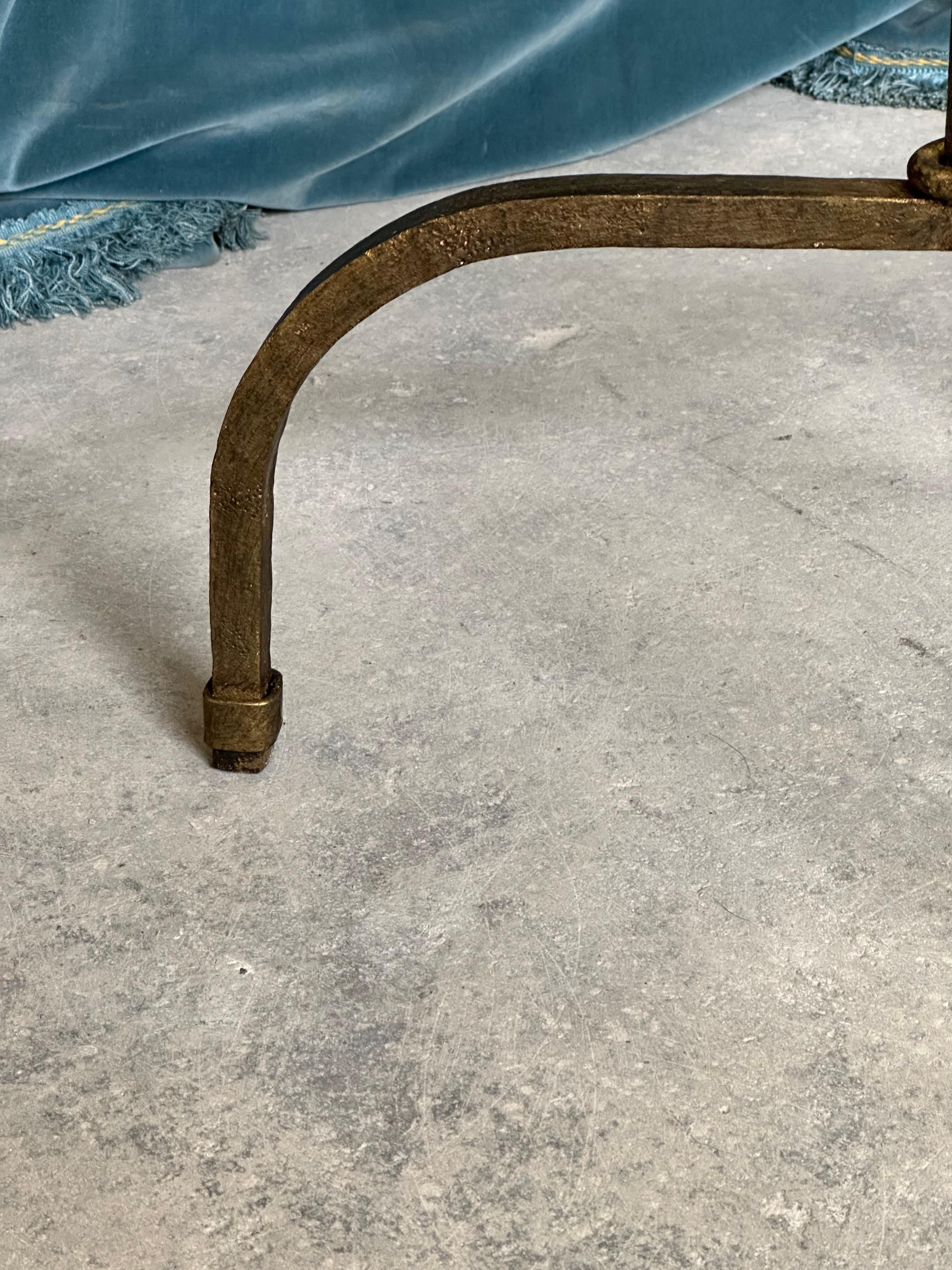 Gilt Iron Side Table On An Arched Tripod Base For Sale 4