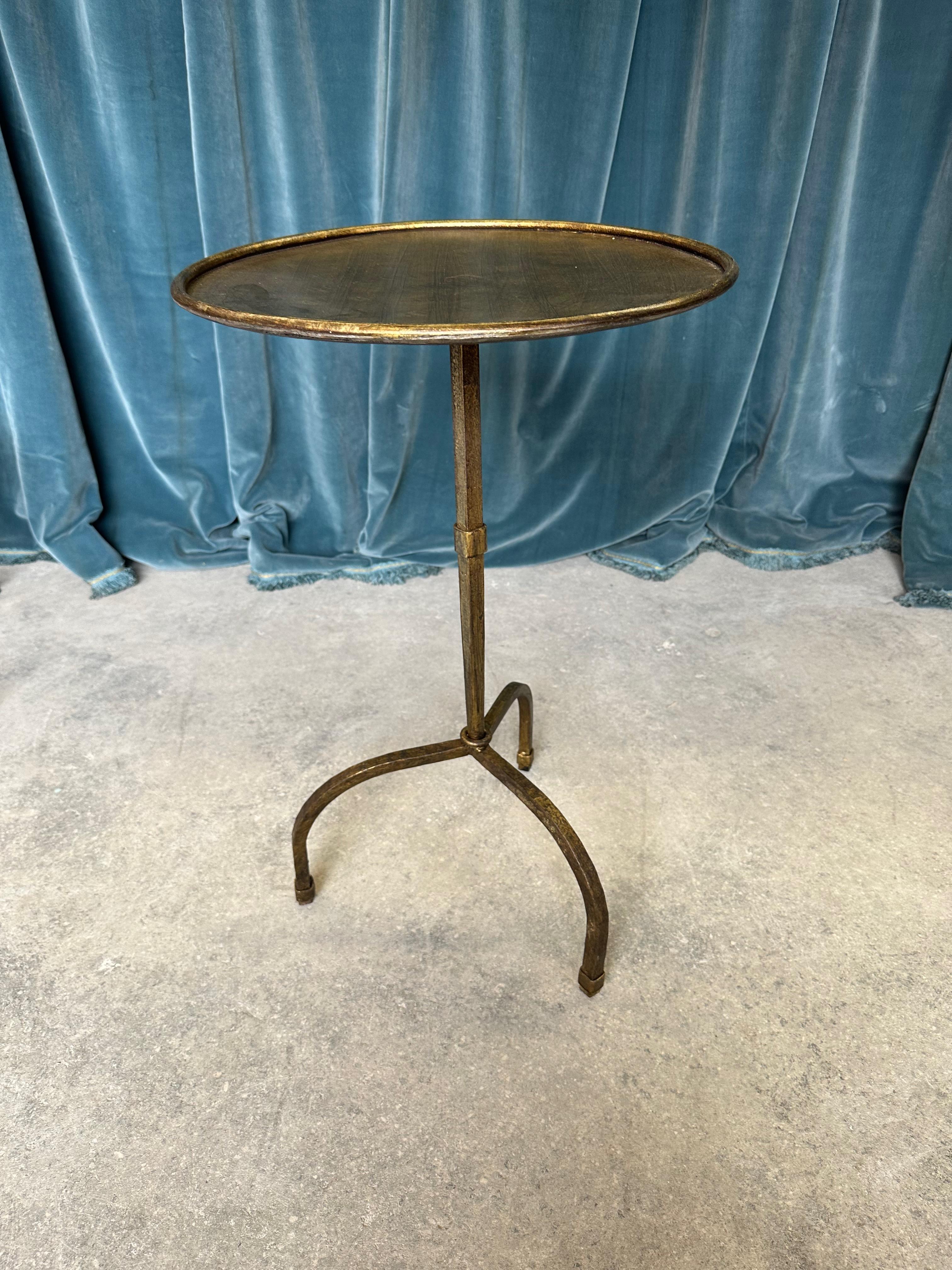 Gilt Iron Side Table On An Arched Tripod Base For Sale 8