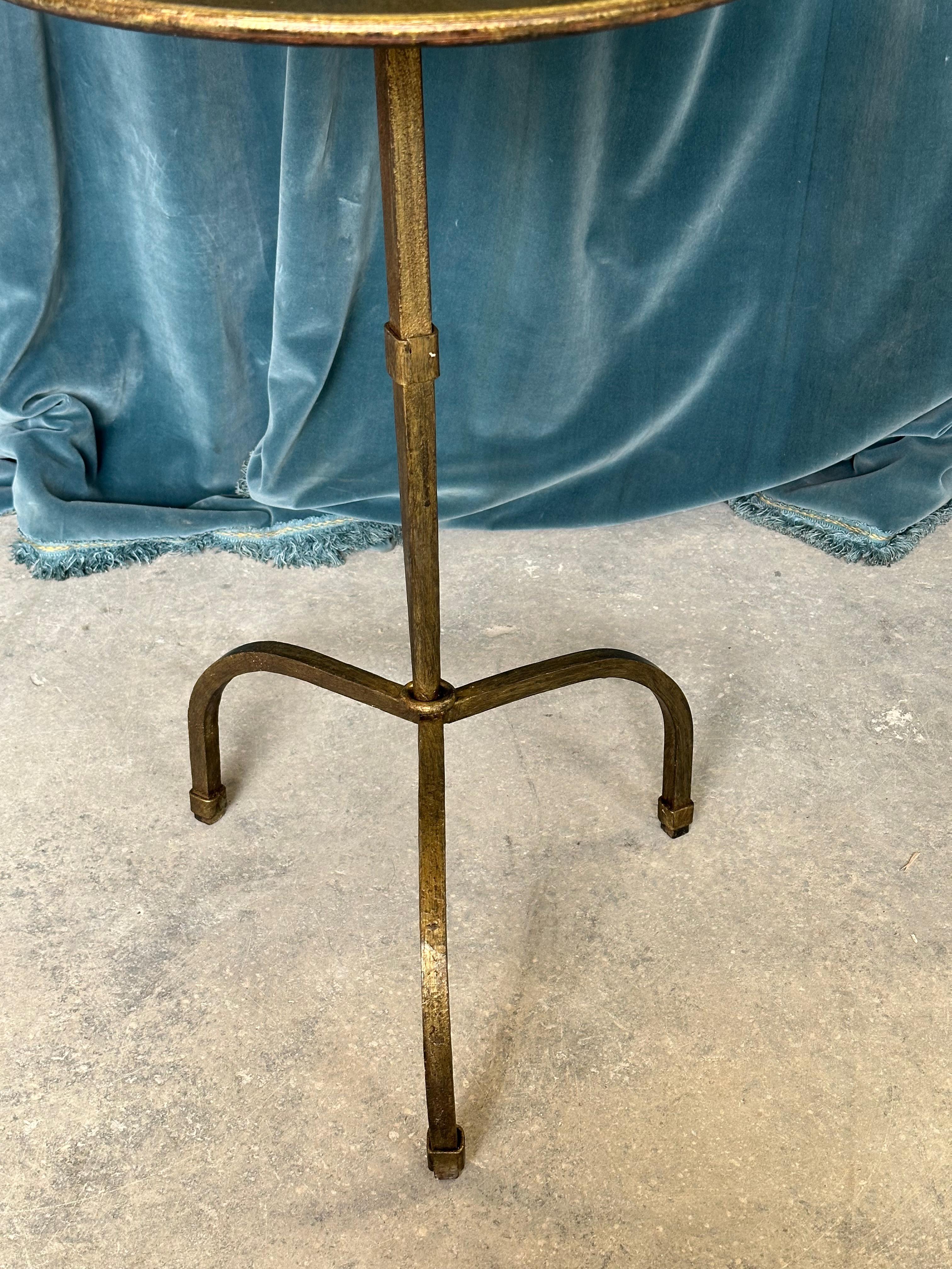 Spanish Gilt Iron Side Table On An Arched Tripod Base For Sale