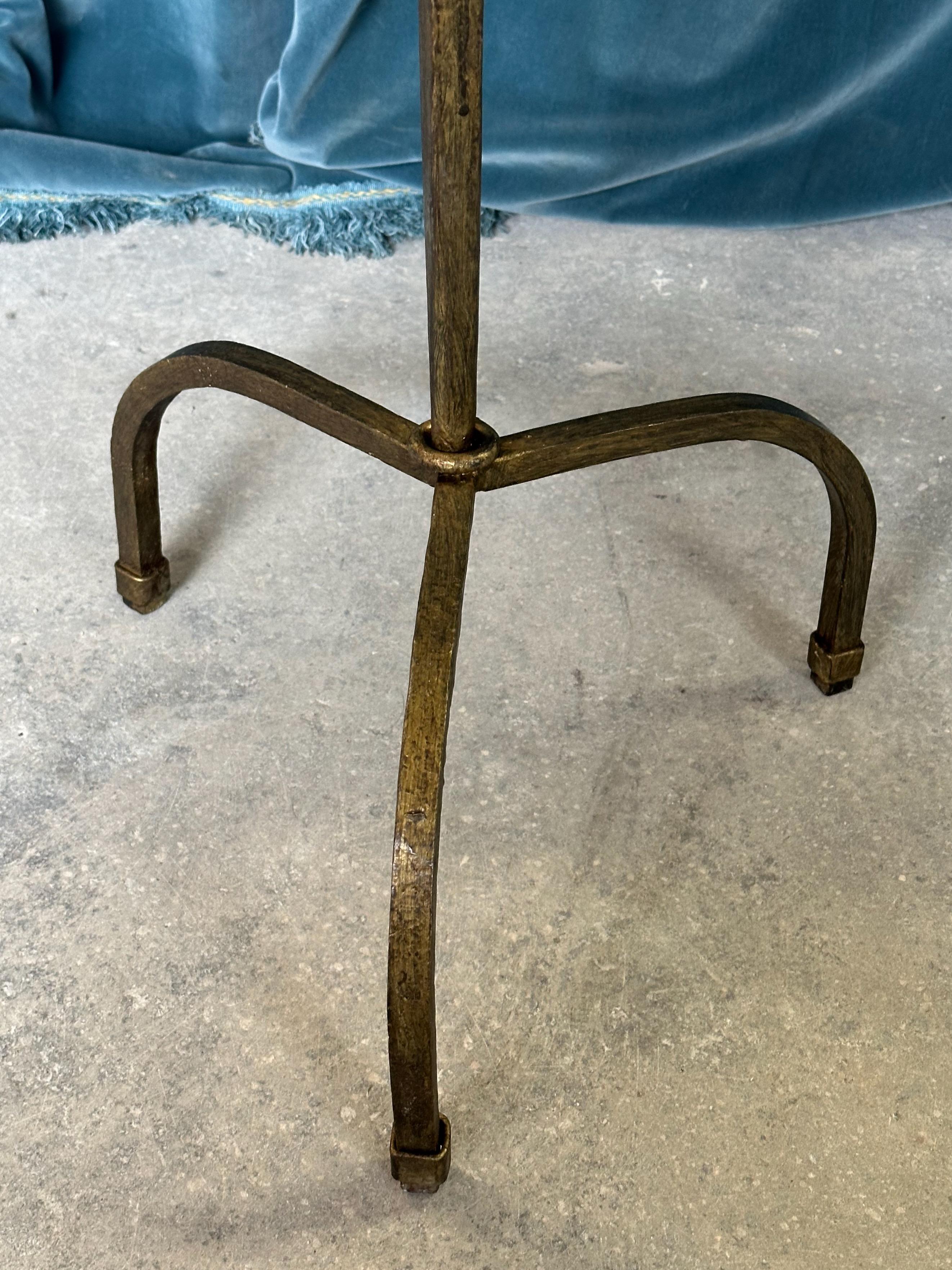 Gilt Iron Side Table On An Arched Tripod Base For Sale 2