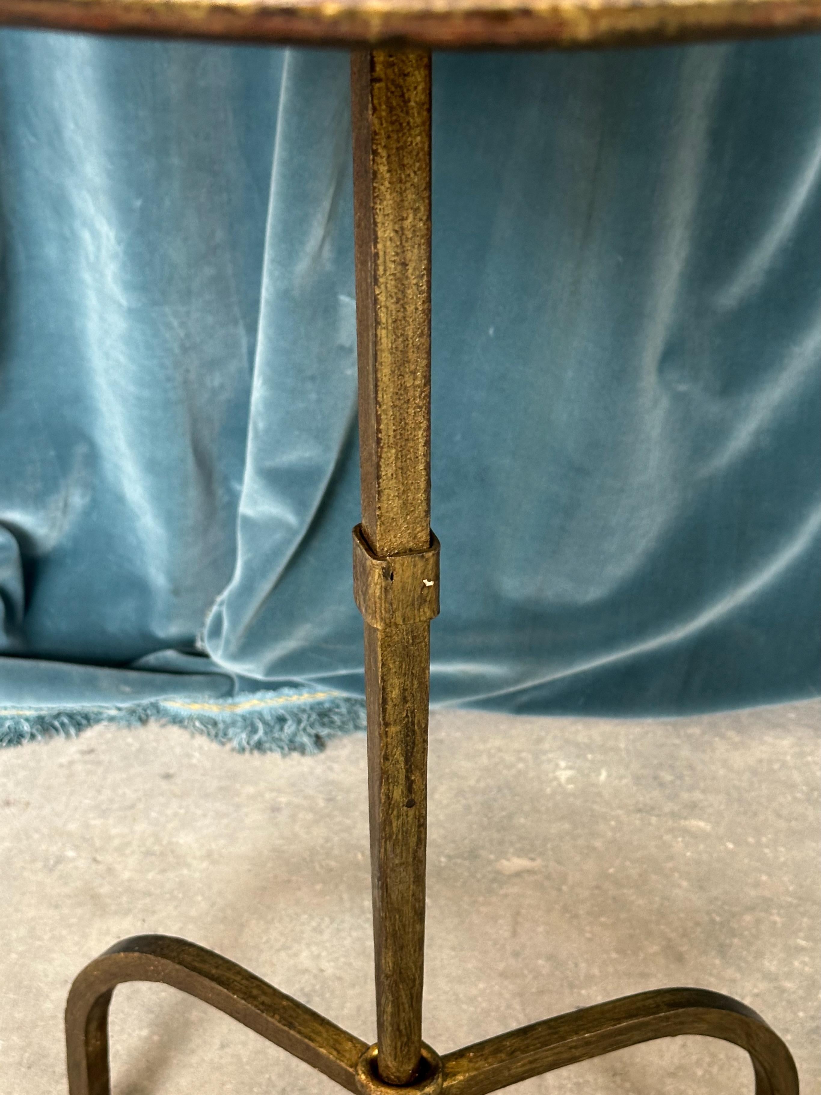 Gilt Iron Side Table On An Arched Tripod Base For Sale 3