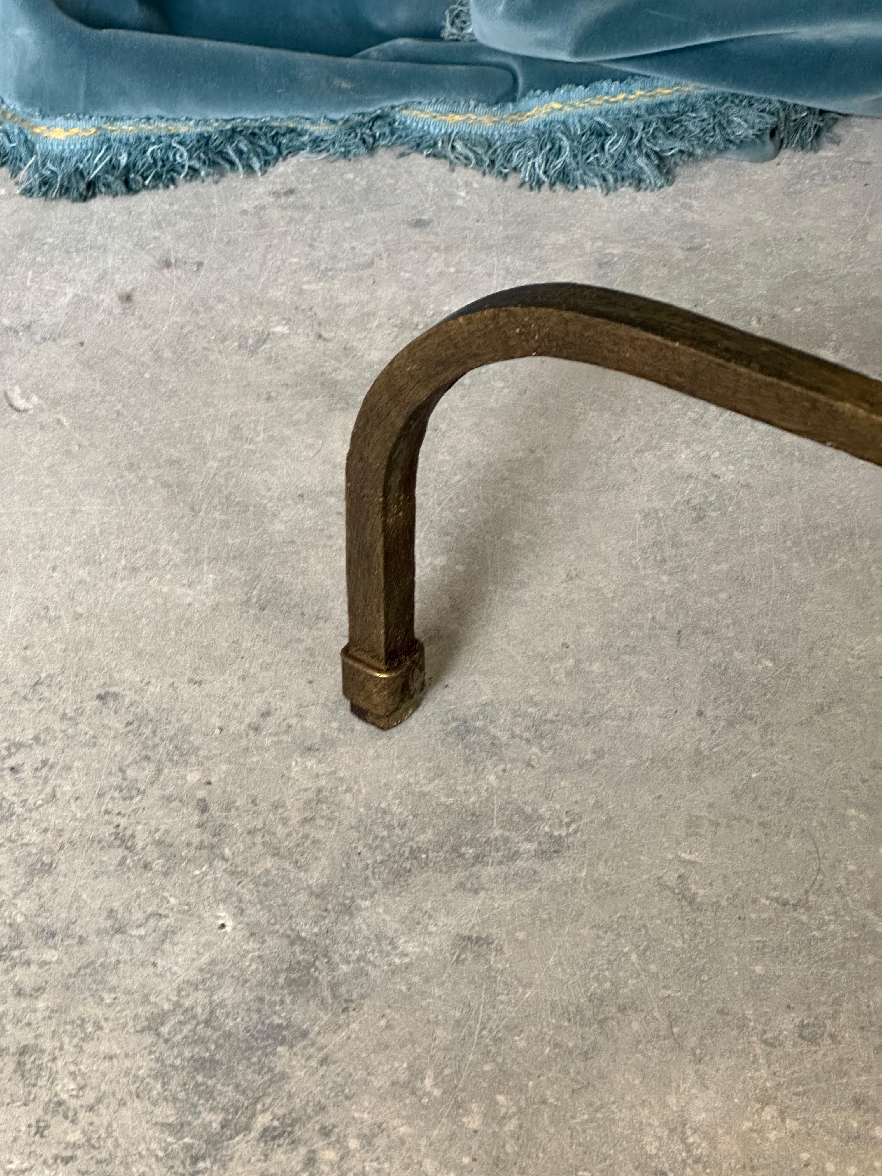 Gilt Iron Side Table On An Arched Tripod Base For Sale 3