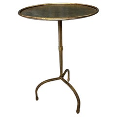 Used Gilt Iron Side Table On An Arched Tripod Base