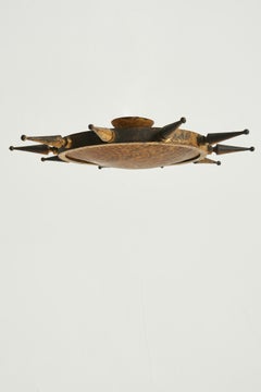 Gilt Iron Sunburst Flush Ceiling Light