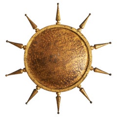 Gilt Iron Sunburst Flush Ceiling Light