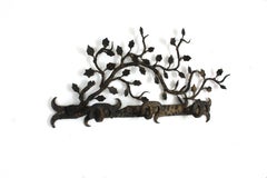 Wall Coat Rack in Gilt Iron with Foliage Design, Spain 1950s