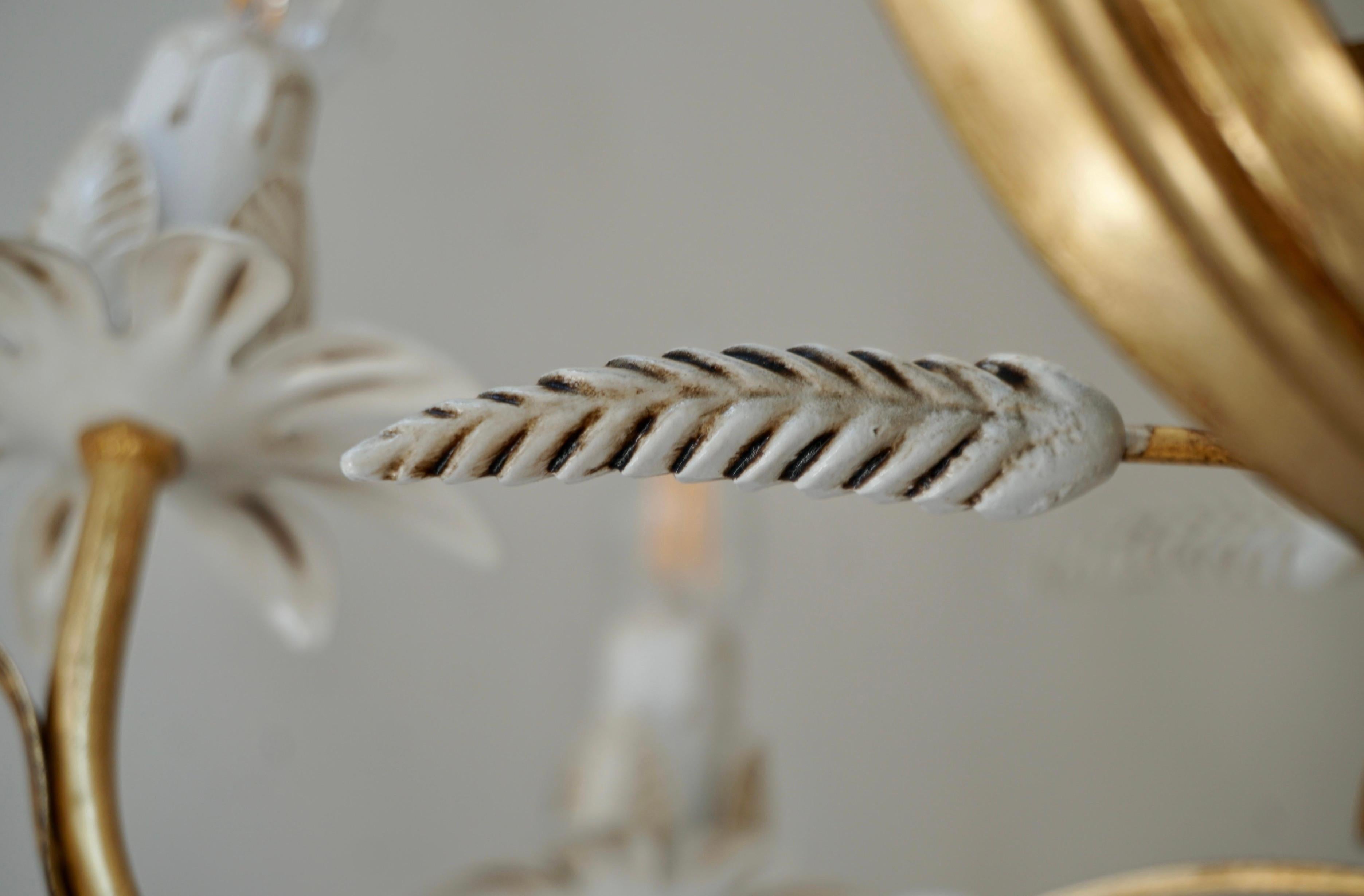 Gilt Italian Floral sheaf of wheat five-light chandeliers Coco Chanel In Good Condition For Sale In Antwerp, BE