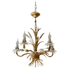 Gilt Italian Floral sheaf of wheat five-light chandeliers Coco Chanel