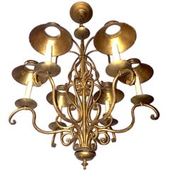 Gilt Italian Tole Chandelier with Shades