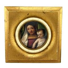 Gilt Italianate Picture Frame with Stone Liner and Madonna and Child Print