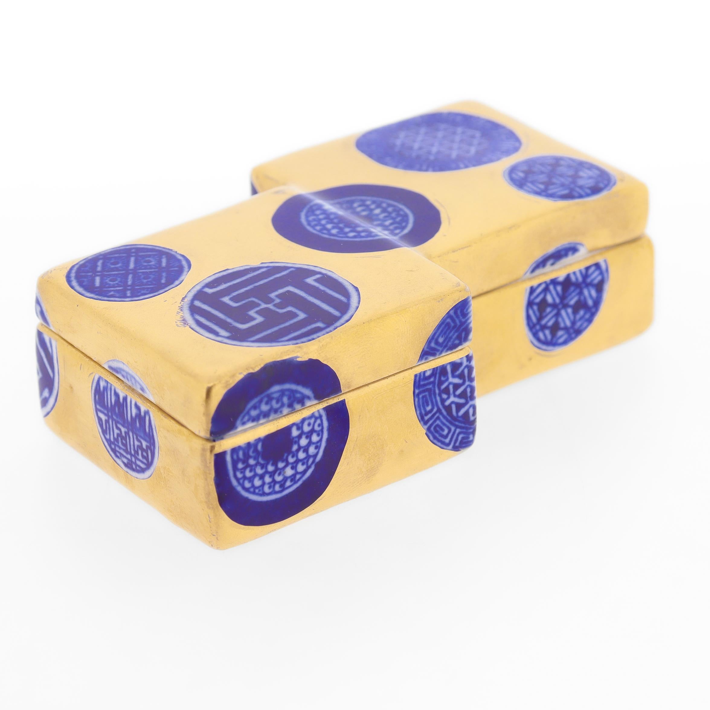 Caja cómoda de porcelana dorada Japonisme en venta 2