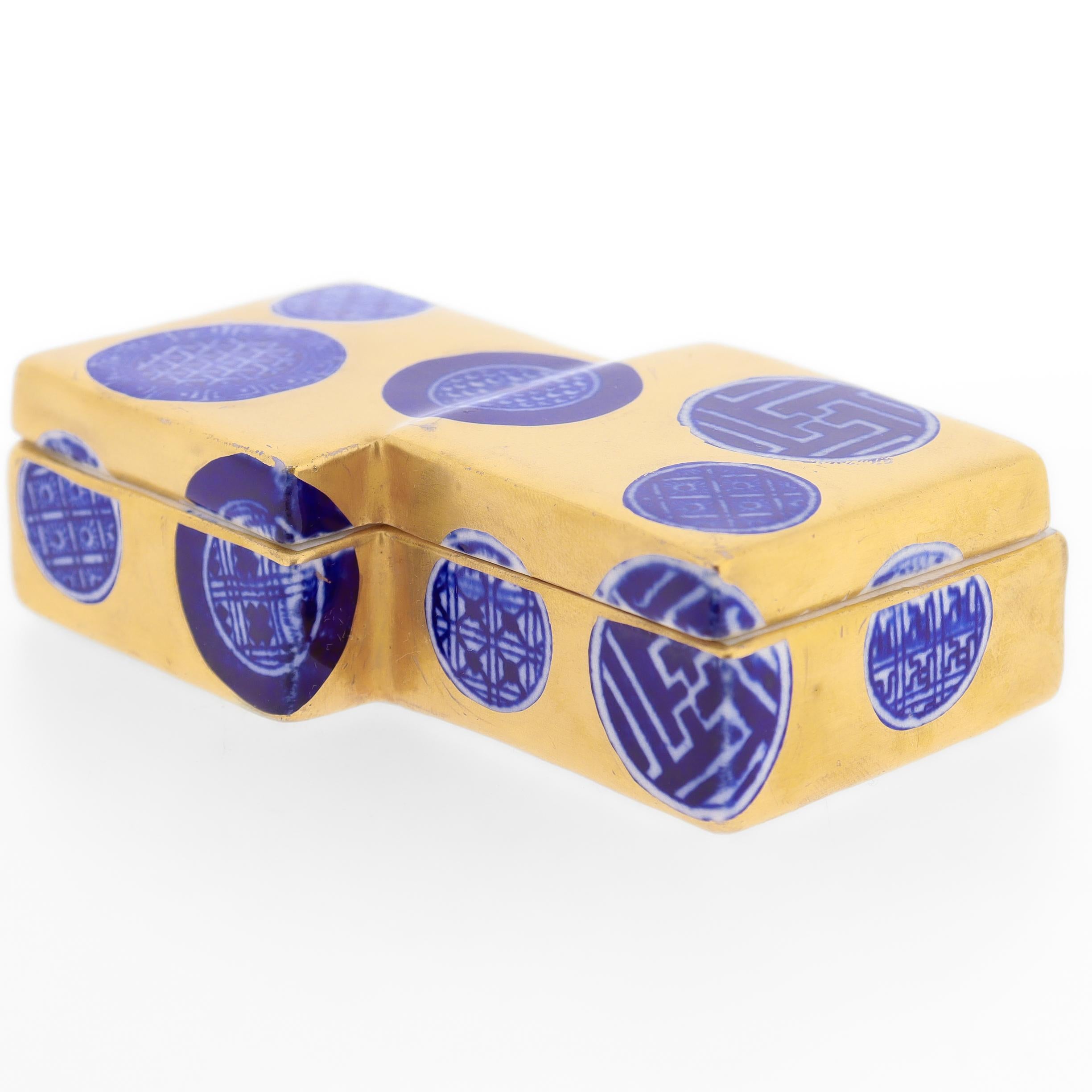 Caja cómoda de porcelana dorada Japonisme Porcelana en venta