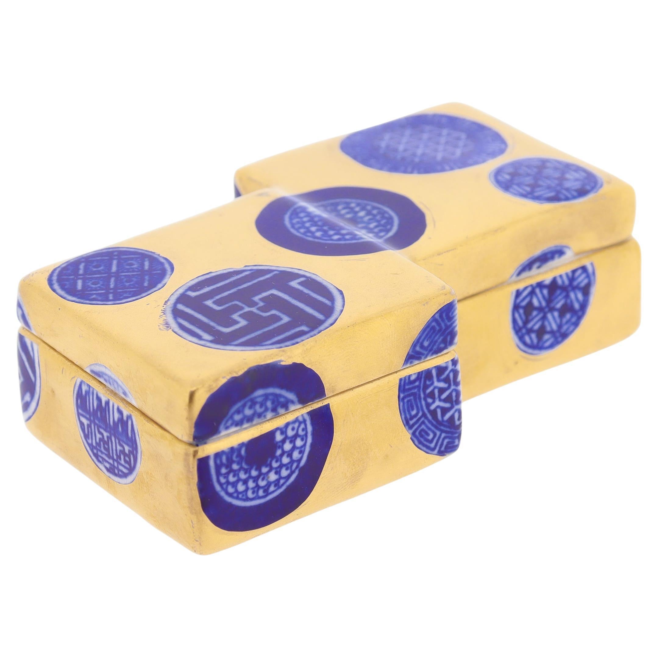 Caja cómoda de porcelana dorada Japonisme en venta