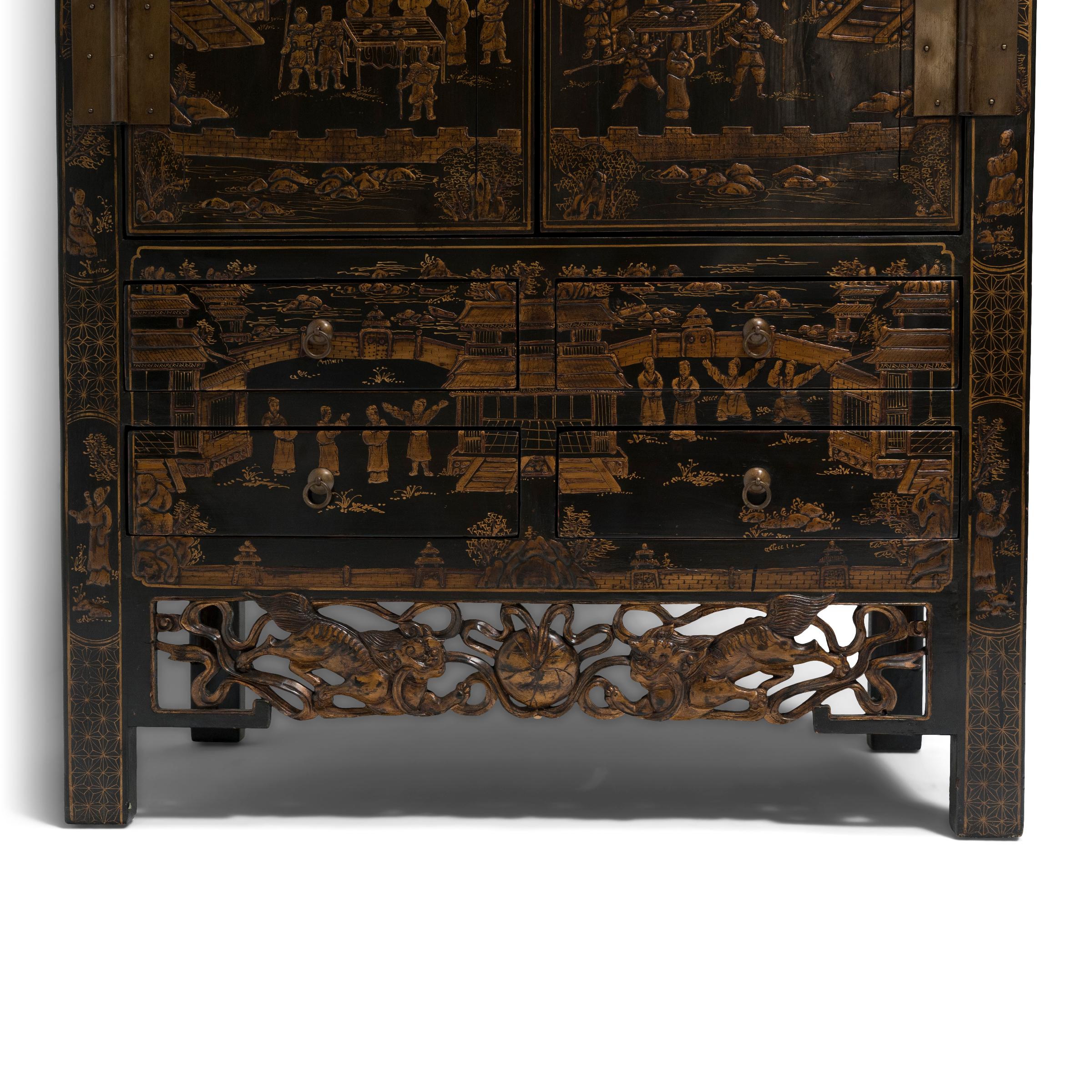 20th Century Gilt Lacquer Compound Cabinet, c. 1900 For Sale