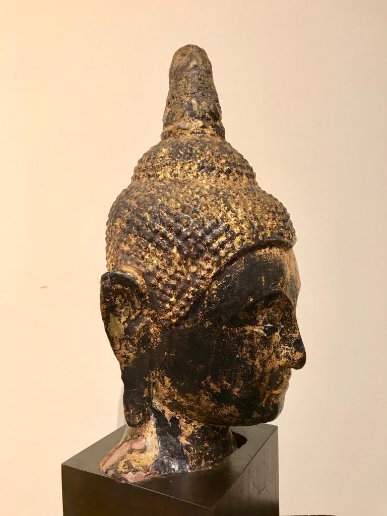 Gilt Lacquer Thai Head of Buddha 3