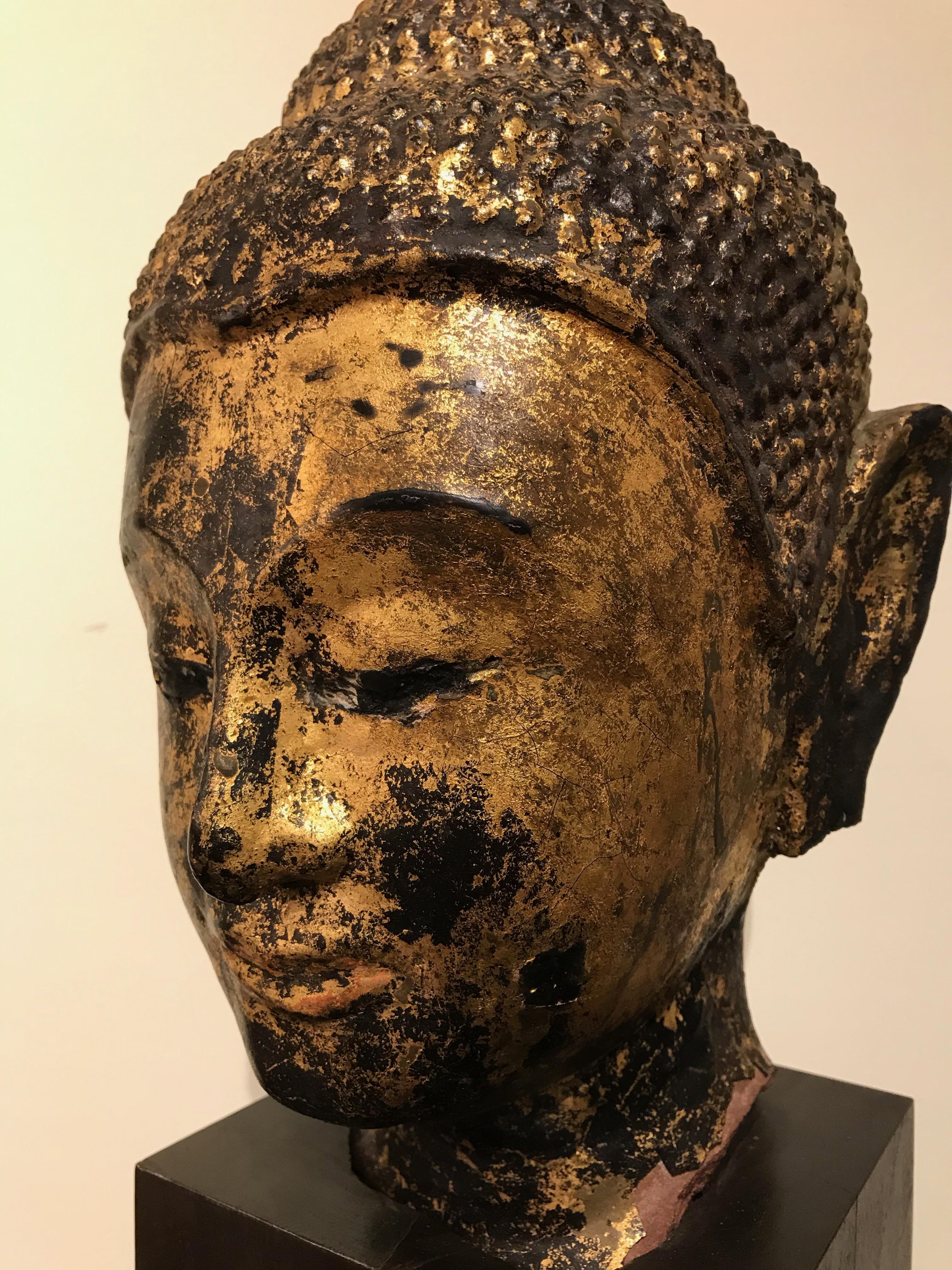 Gilt Lacquer Thai Head of Buddha 8