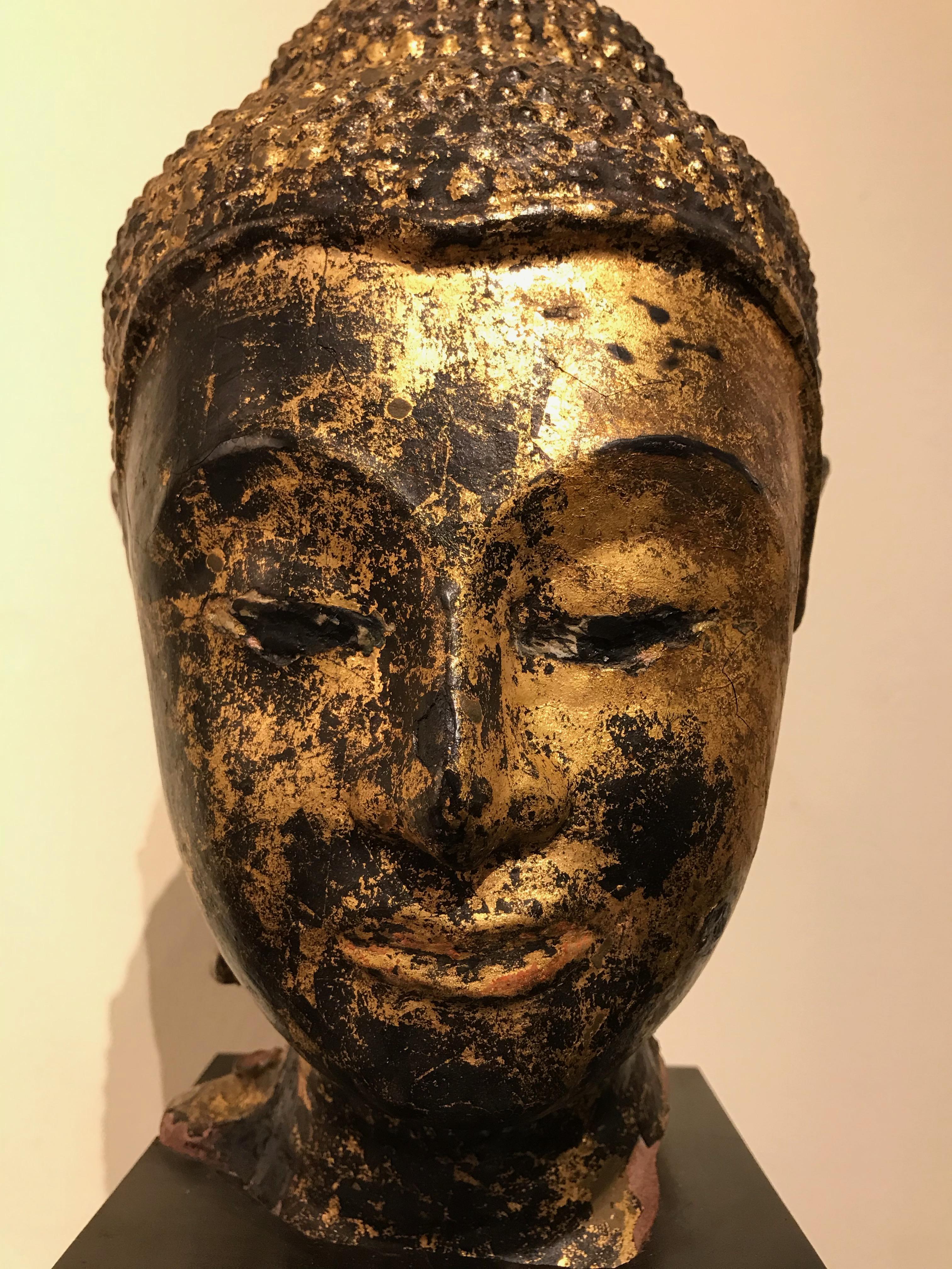 Gilt Lacquer Thai Head of Buddha 9