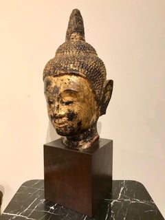 Gilt Lacquer Thai Head of Buddha